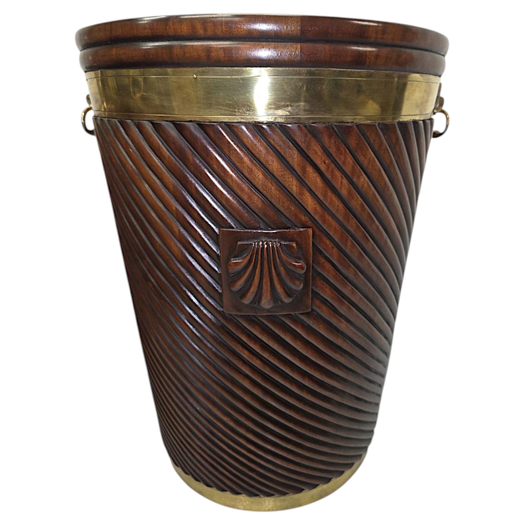 A Stunning Hand Carved Irish Design Large Peat Bucket For Sale