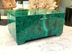 Stunning Italian 1970s, Large Malachite Hinged Cigar or Jewellery Box