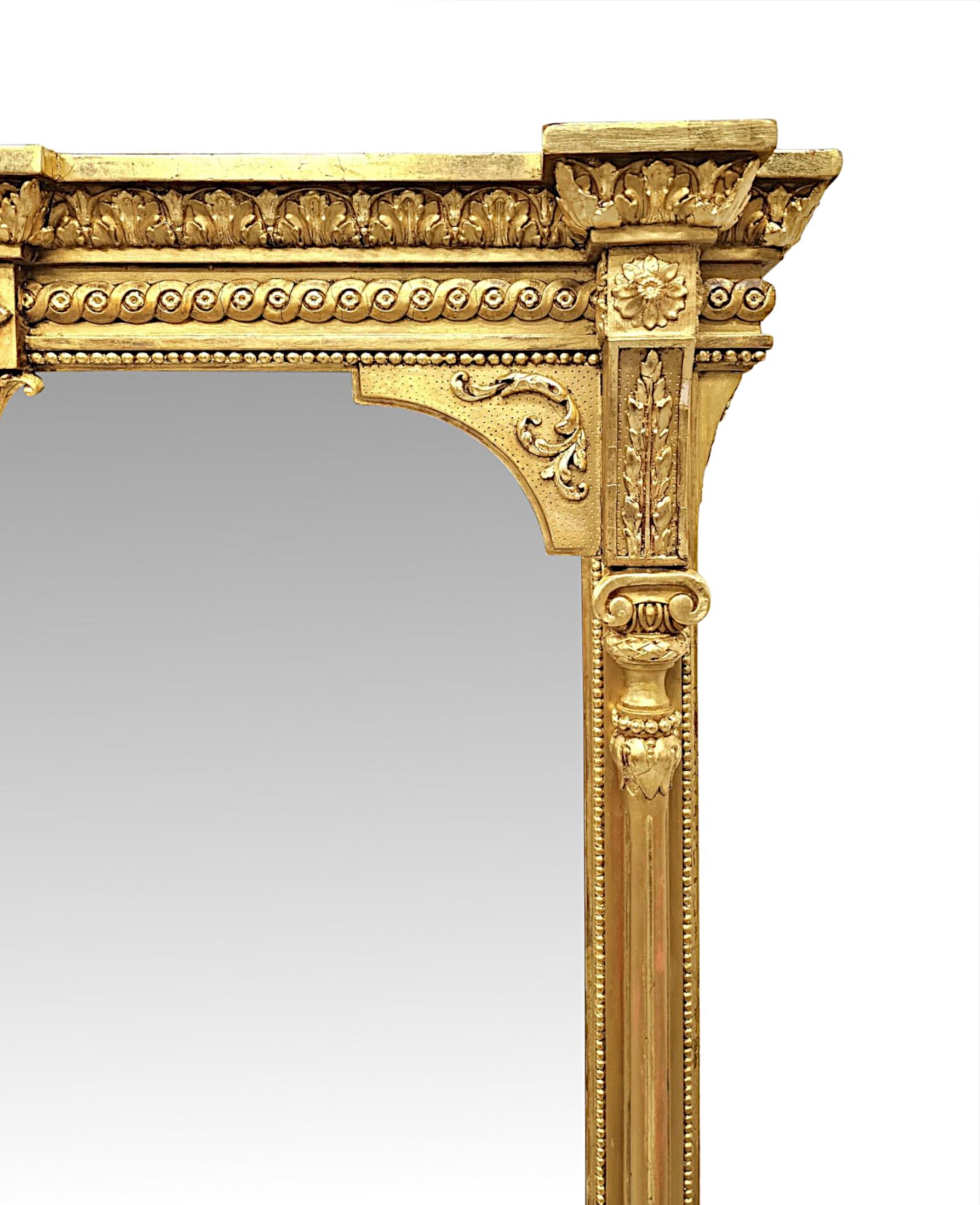 Uno splendido grande specchio in legno dorato del XIX secolo In condizioni buone in vendita a Dublin, IE