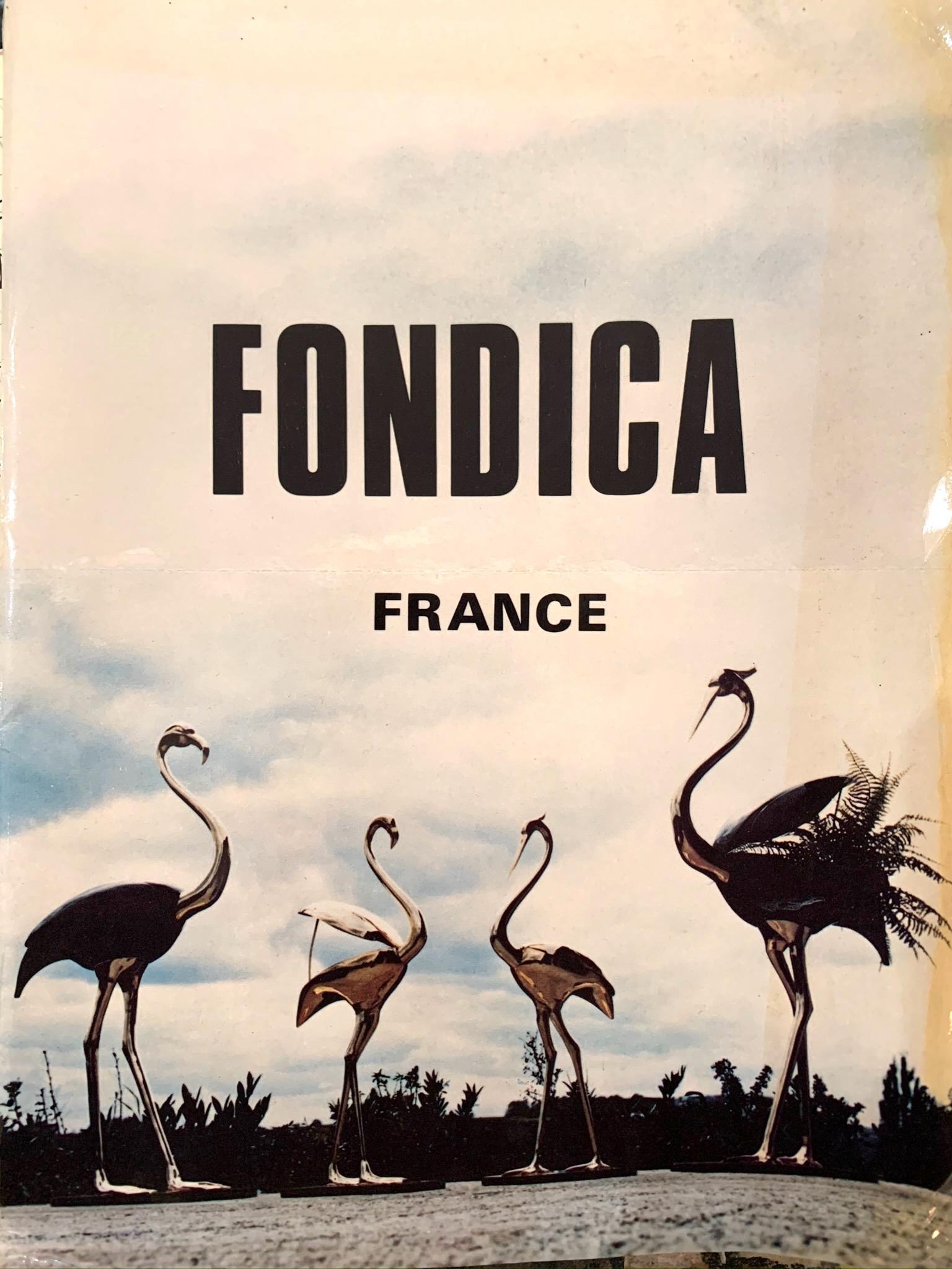 Stunning Large Brass Flamingo Sculpture by Fondica with Hinges Back Wings 7