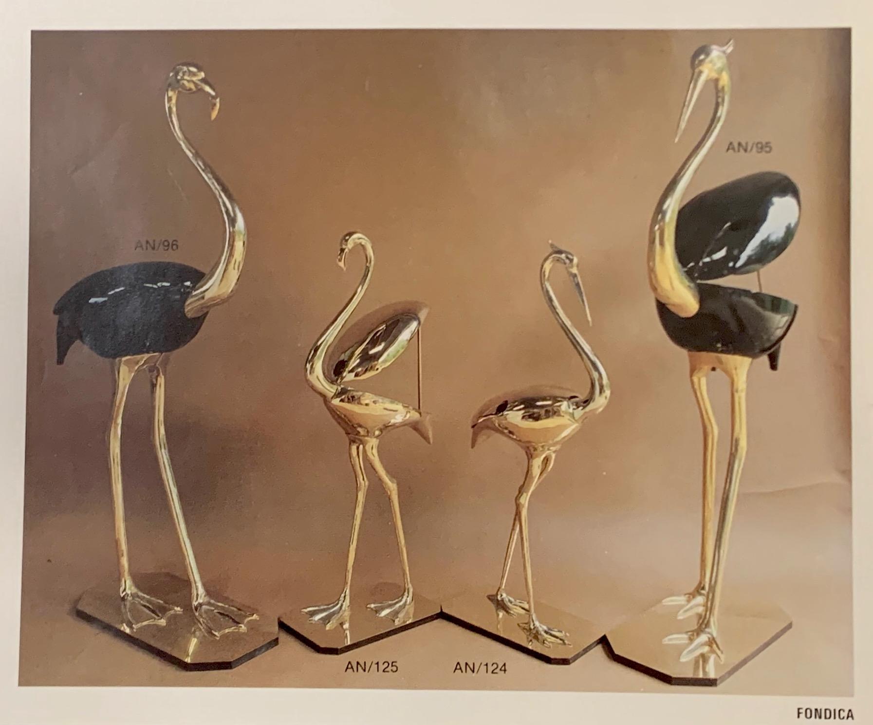Stunning Large Brass Flamingo Sculpture by Fondica with Hinges Back Wings 9