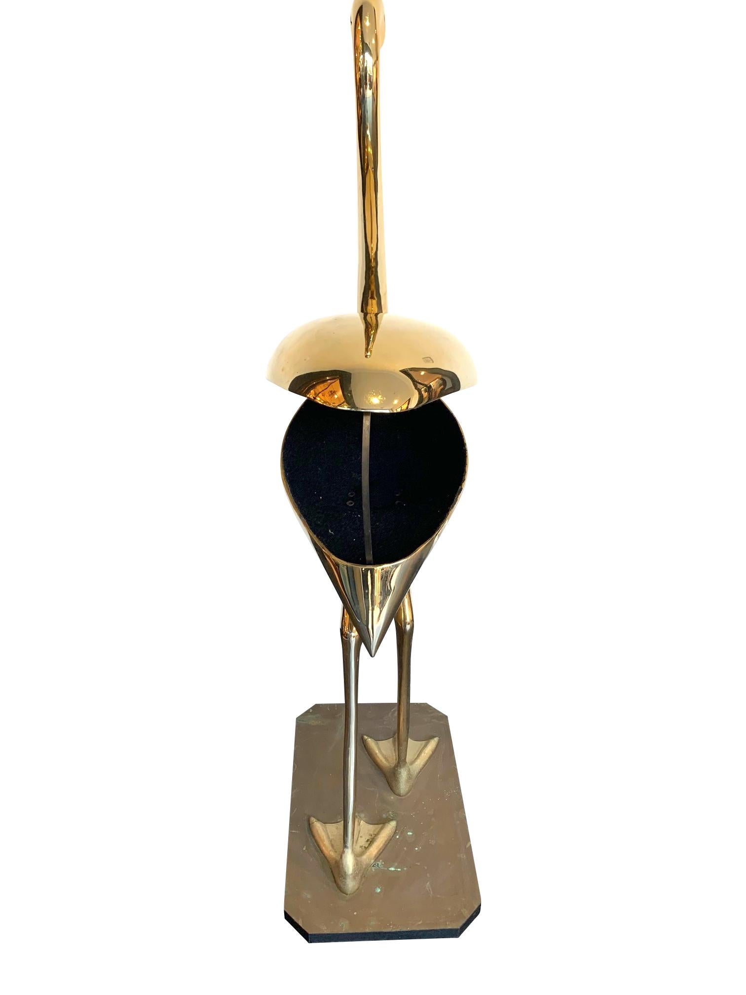 Stunning Large Brass Flamingo Sculpture by Fondica with Hinges Back Wings 1