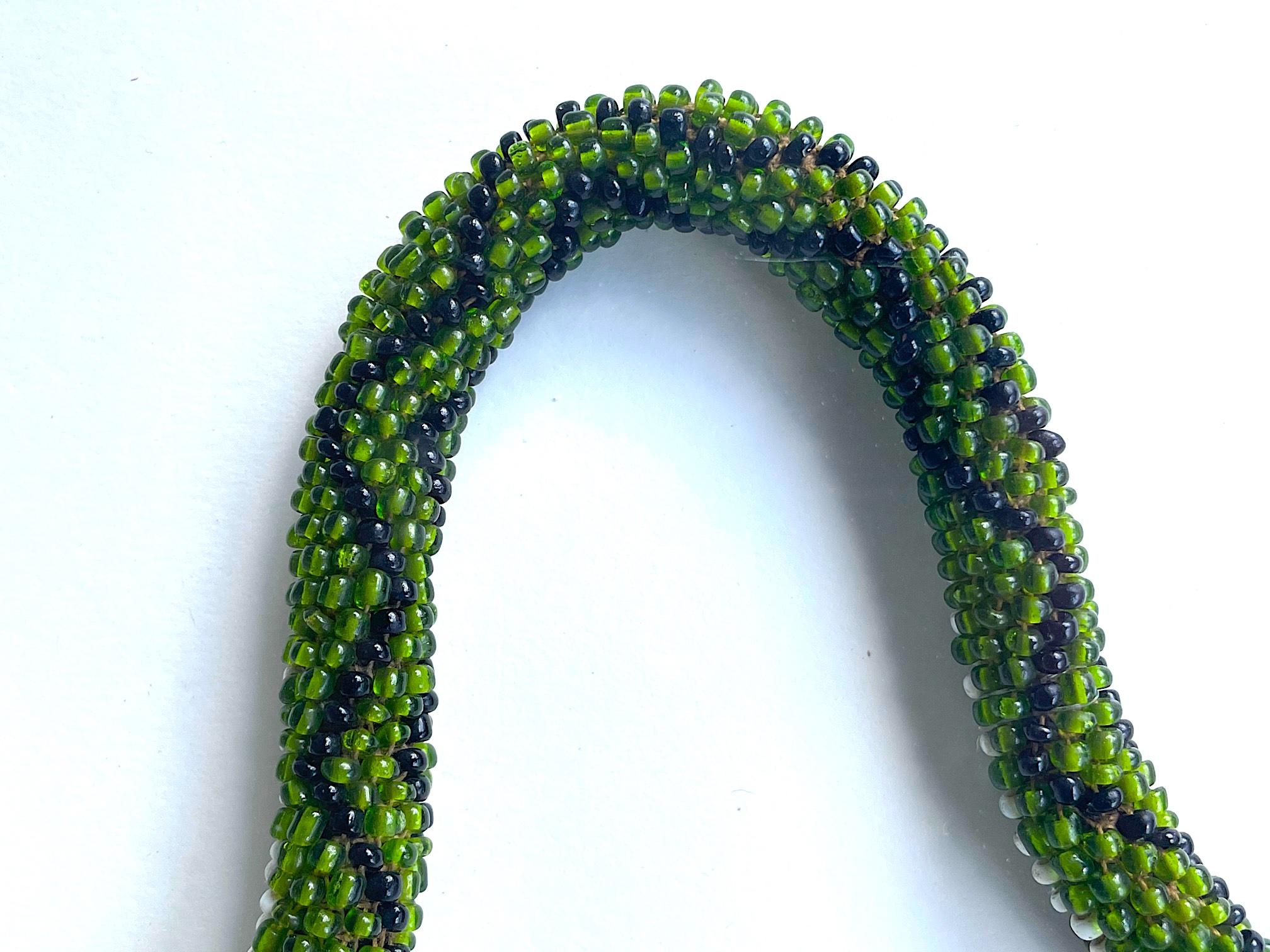 Stunning Large Framed Green Beaded Snake Made by WW1 Turkish Prisoners of War 3