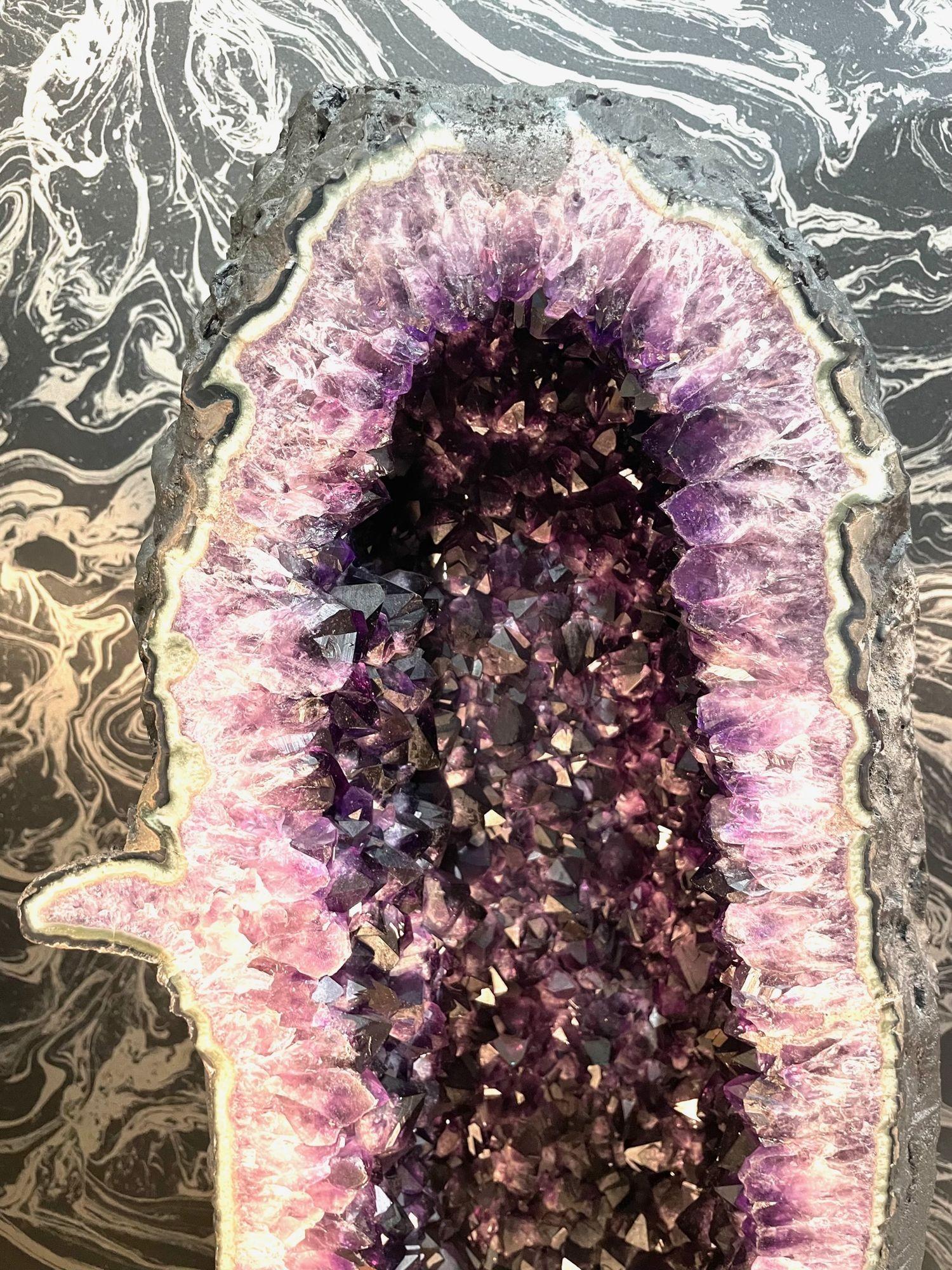 A stunning large high quality  Amethyst geode cave deep purple colour For Sale 3