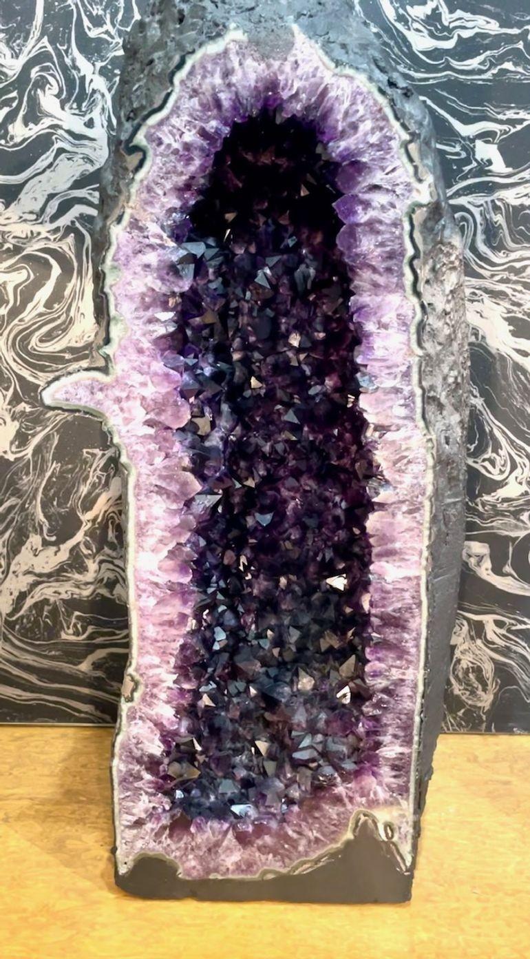 A stunning large high quality  Amethyst geode cave deep purple colour For Sale 5