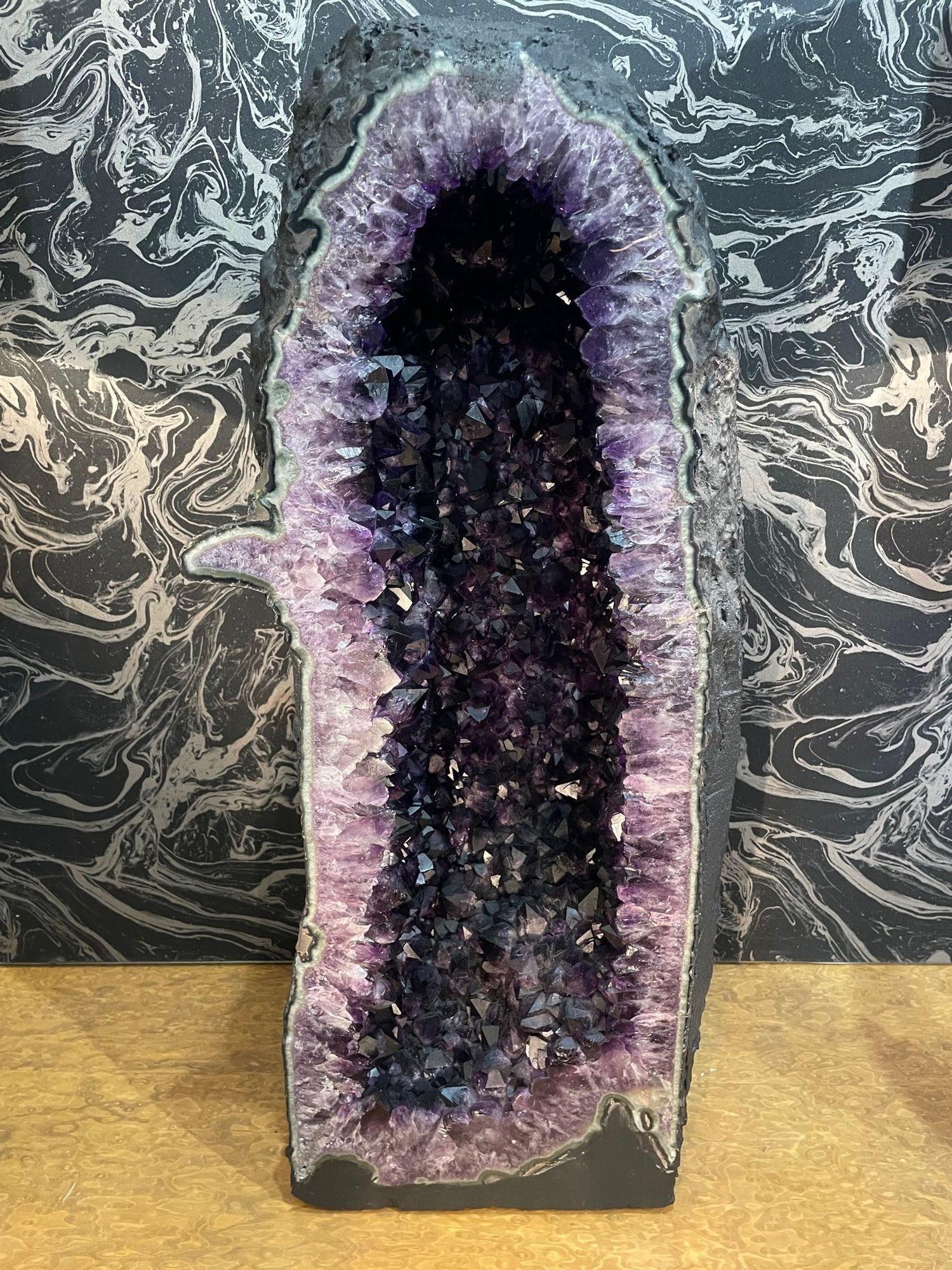 A stunning large high quality  Amethyst geode cave deep purple colour For Sale 1
