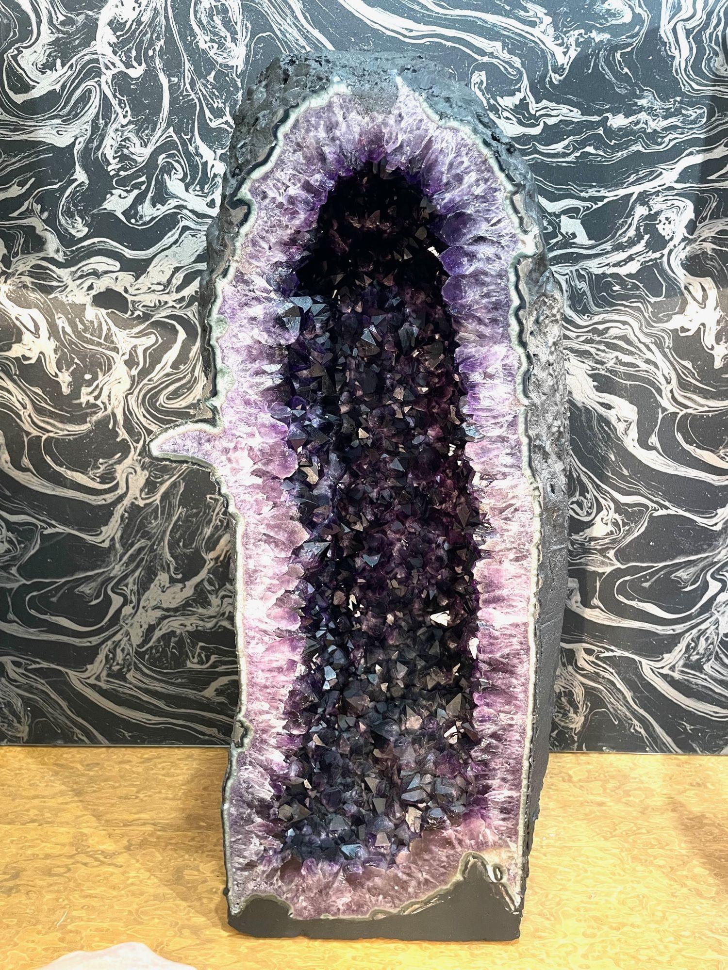 A stunning large high quality  Amethyst geode cave deep purple colour For Sale 2