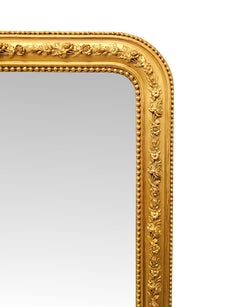 A Stunning Large Size 19th Century Giltwood Overmantel Mirror with Flower Detail