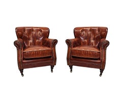 A Stunning Leather Armchair in the Victorian Manner