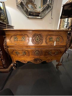 A Stunning Louis XV Period Carved Walnut Bombe Commode, French Mid 18th Century