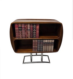 A Stunning Mid Century Design Walnut and Chrome Open Bookcase