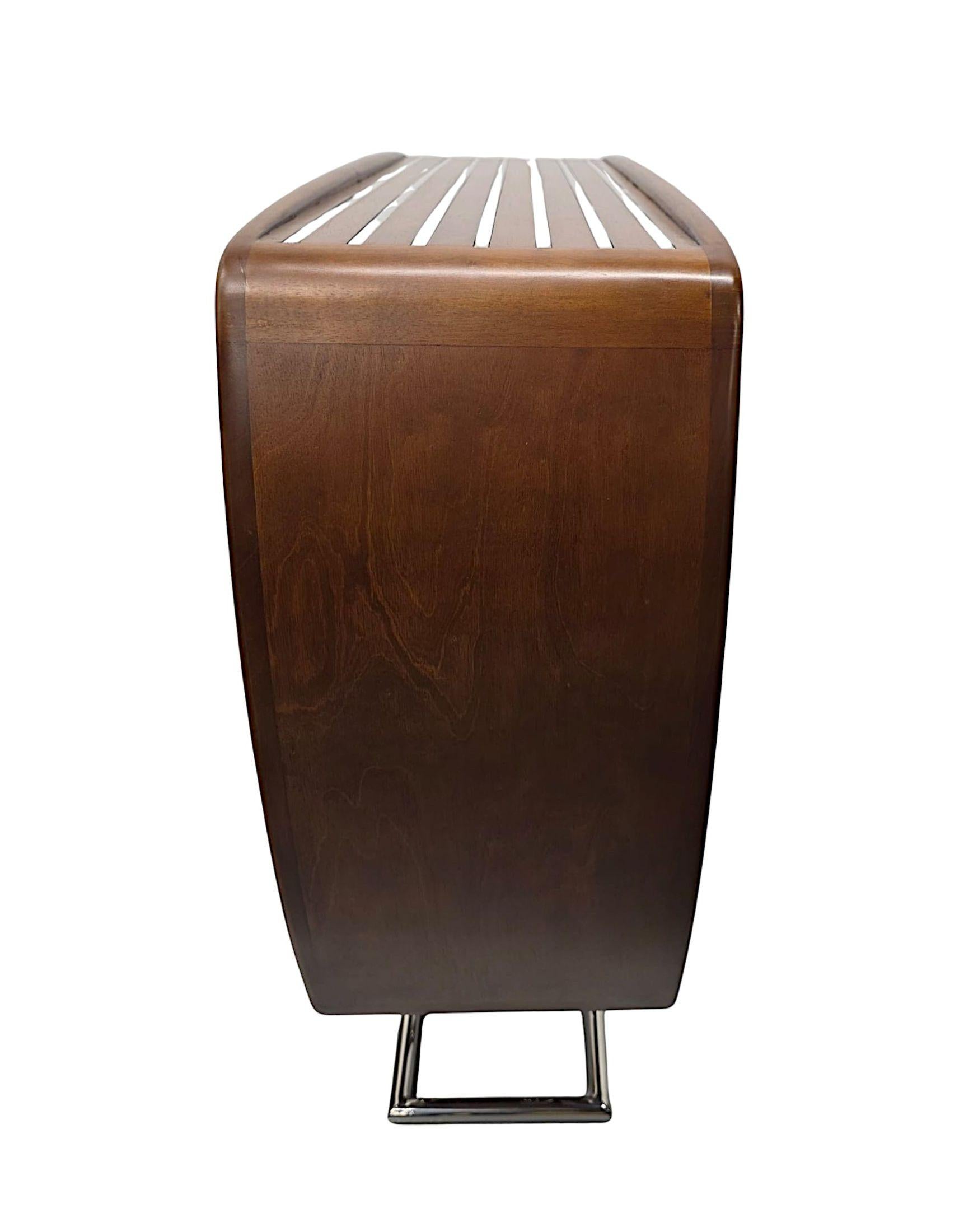 Contemporary A Stunning Mid Century Design Cherrywood and Chrome Open Bookcase For Sale