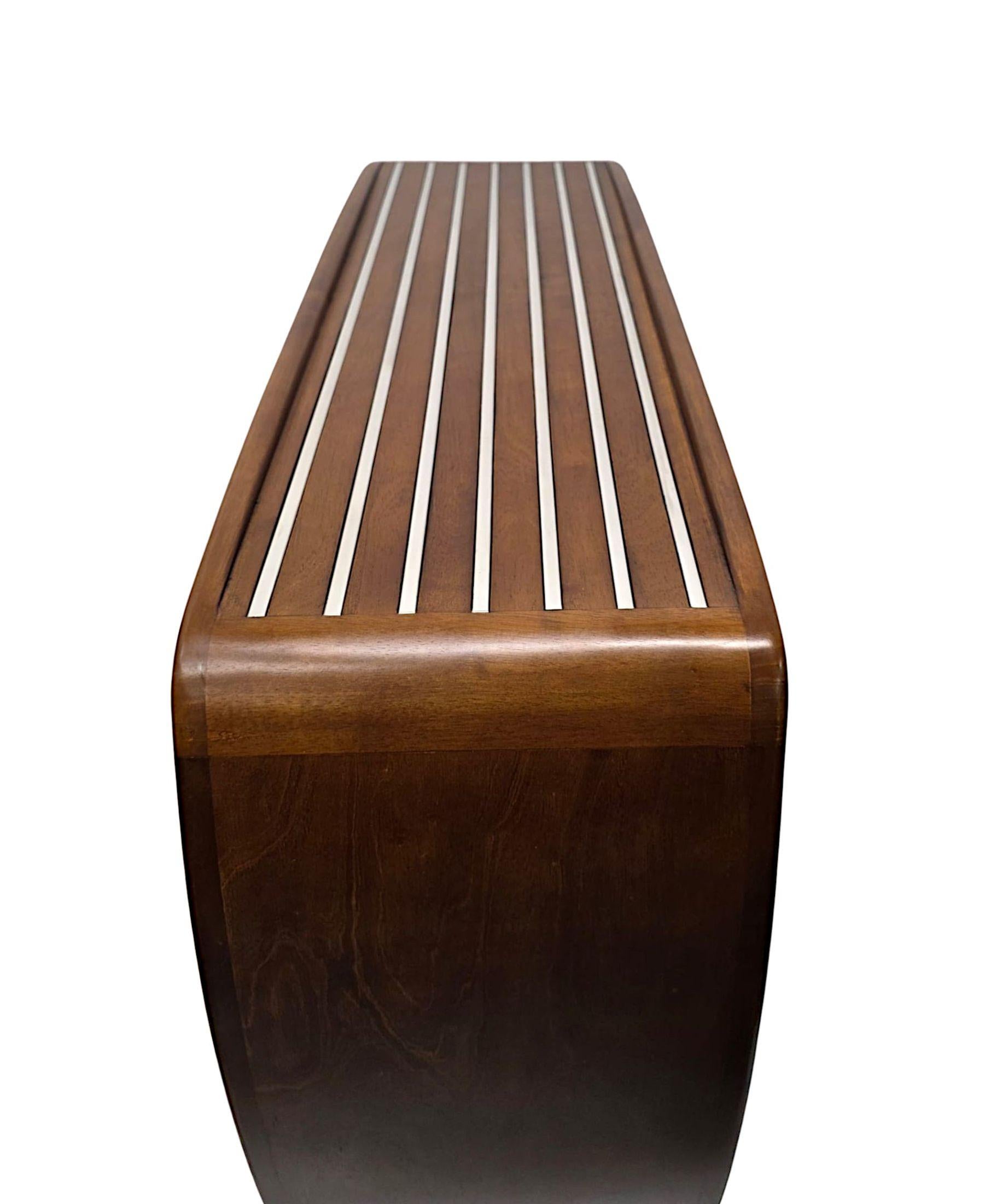 A Stunning Mid Century Design Cherrywood and Chrome Open Bookcase For Sale 1