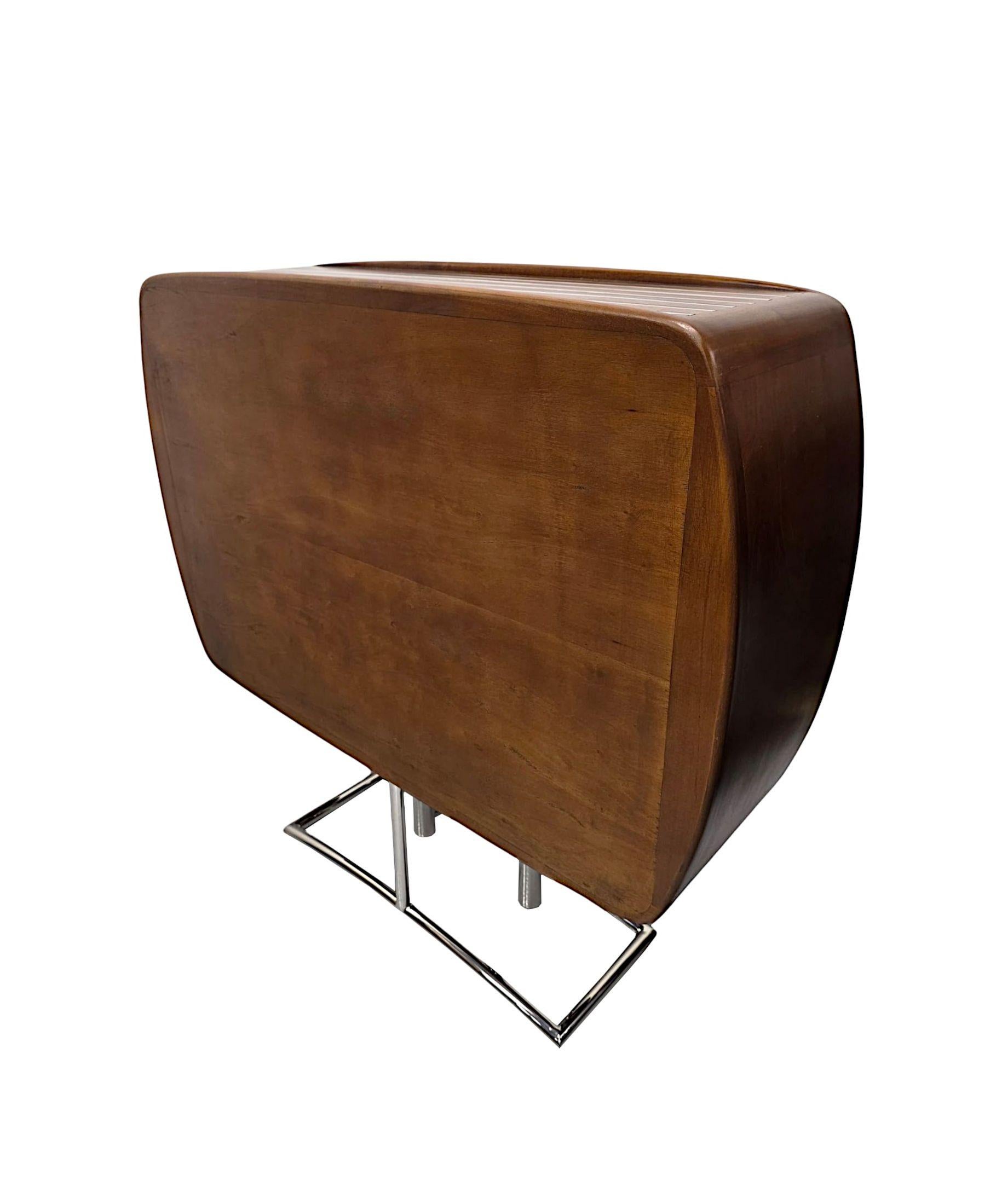 A Stunning Mid Century Design Cherrywood and Chrome Open Bookcase For Sale 2