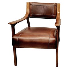 A Stunning Mid Century Design Leather and Cherrywood Armchair