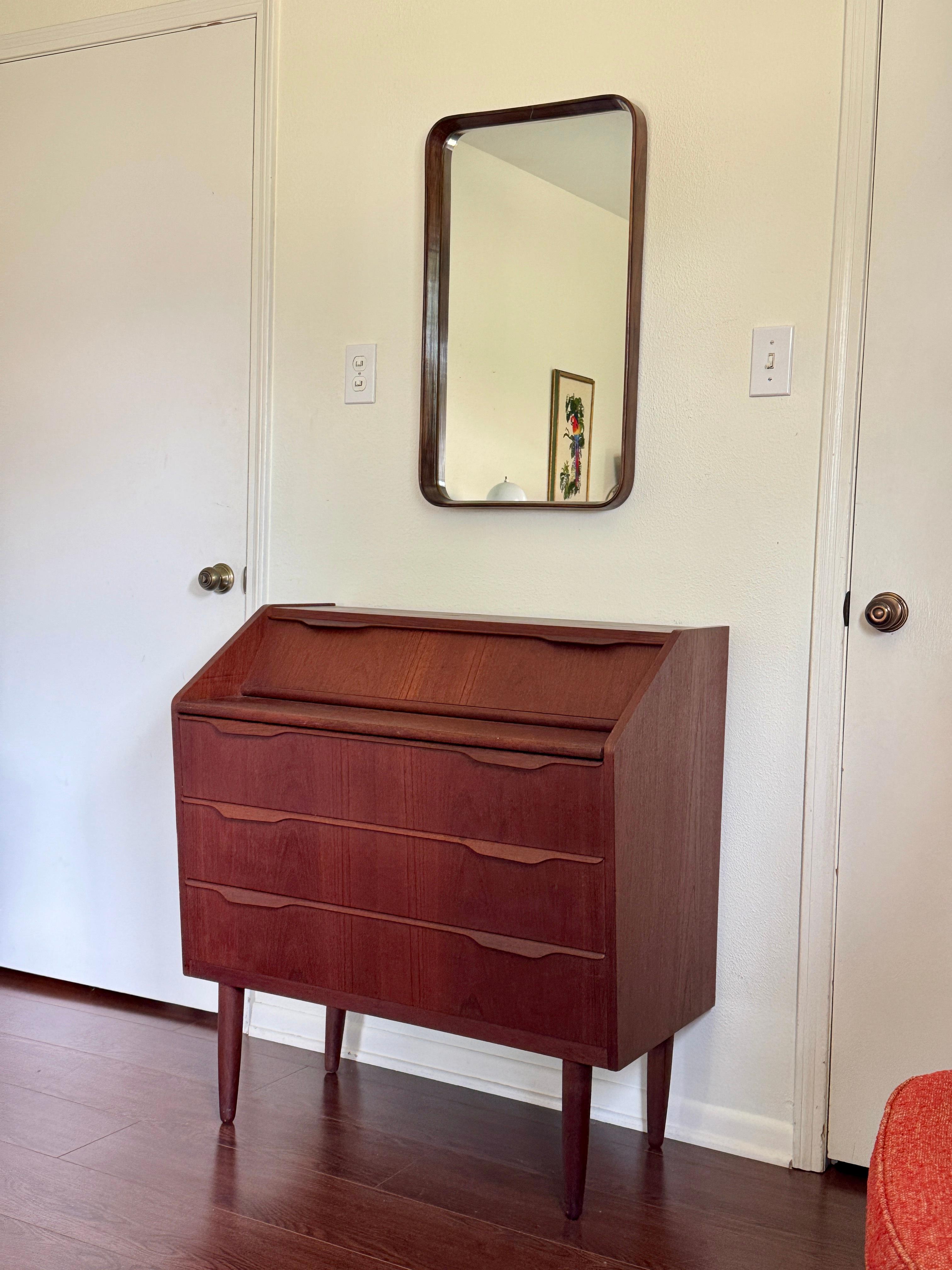 Veneer A stunning mid century modern teak secretary desk made in Denmark, circa 1960s For Sale