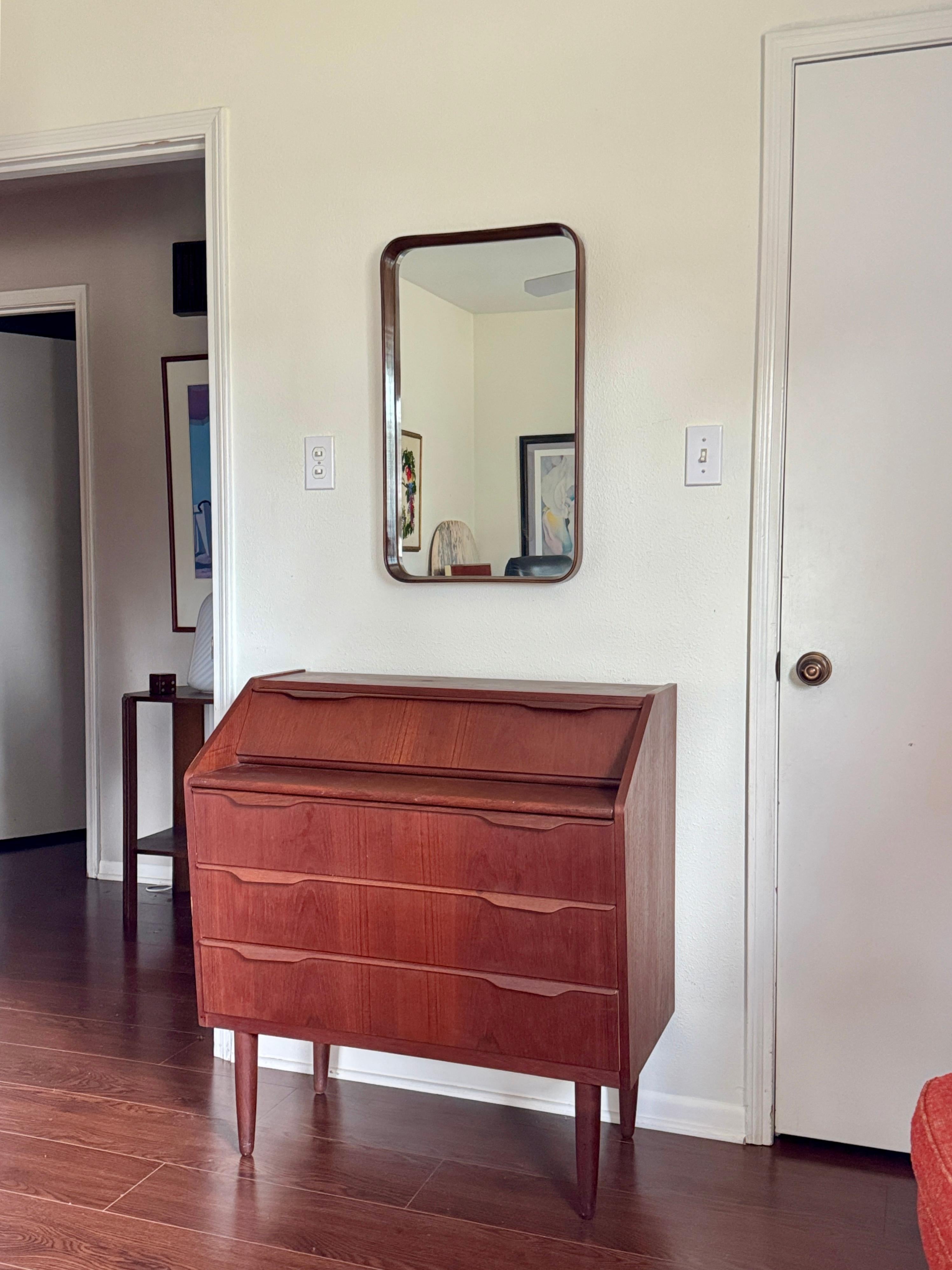 A stunning mid century modern teak secretary desk made in Denmark, circa 1960s For Sale 1