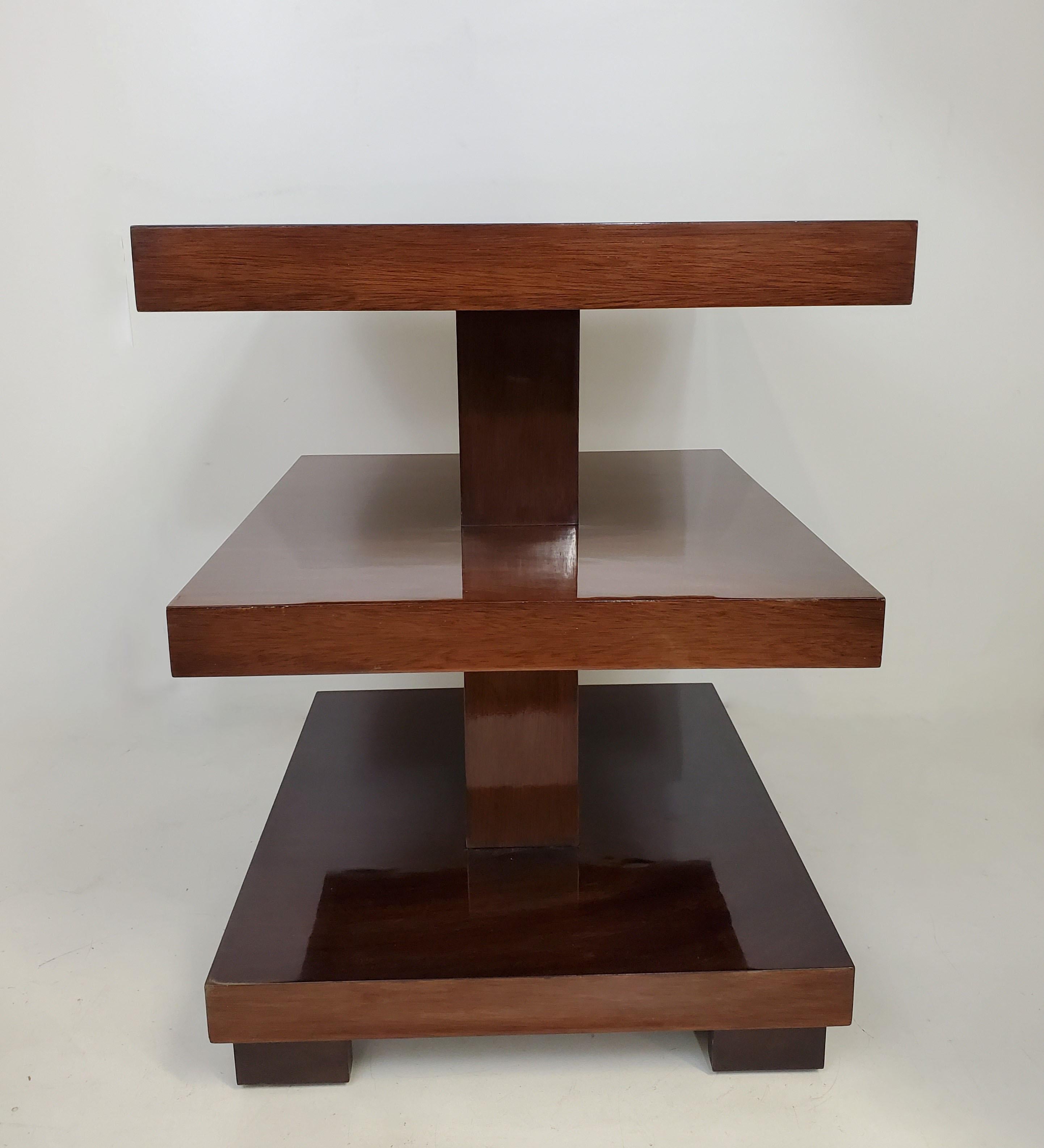 Stunning Minimalist Three Tiered Rectangular End / Side Table For Sale 6