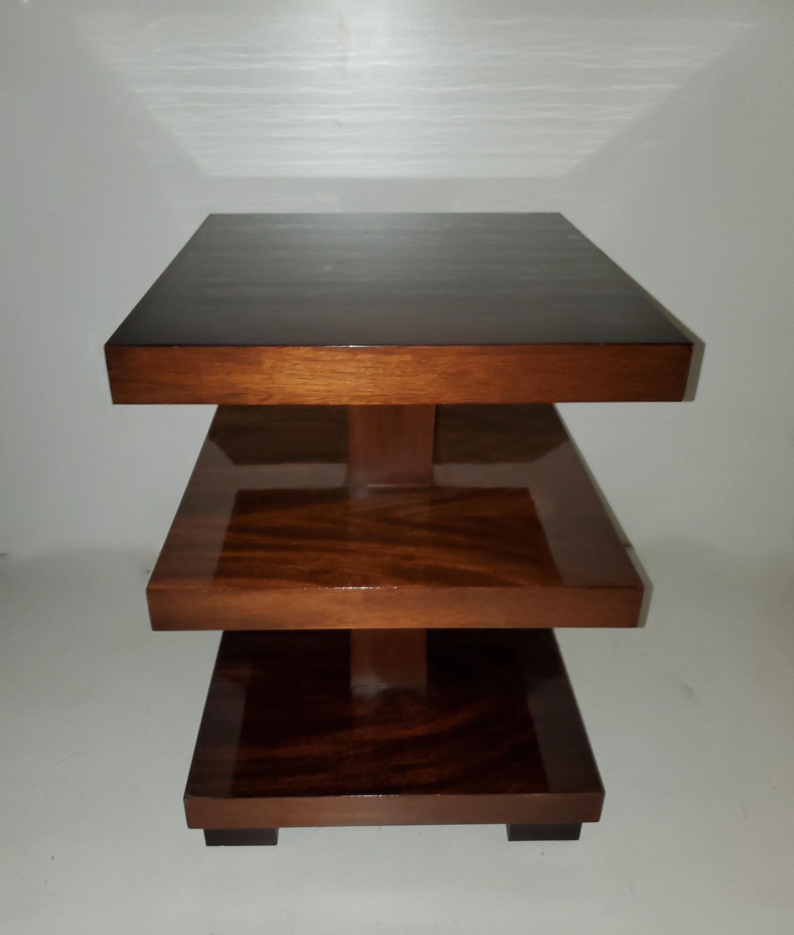 Stunning Minimalist Three Tiered Rectangular End / Side Table For Sale 7