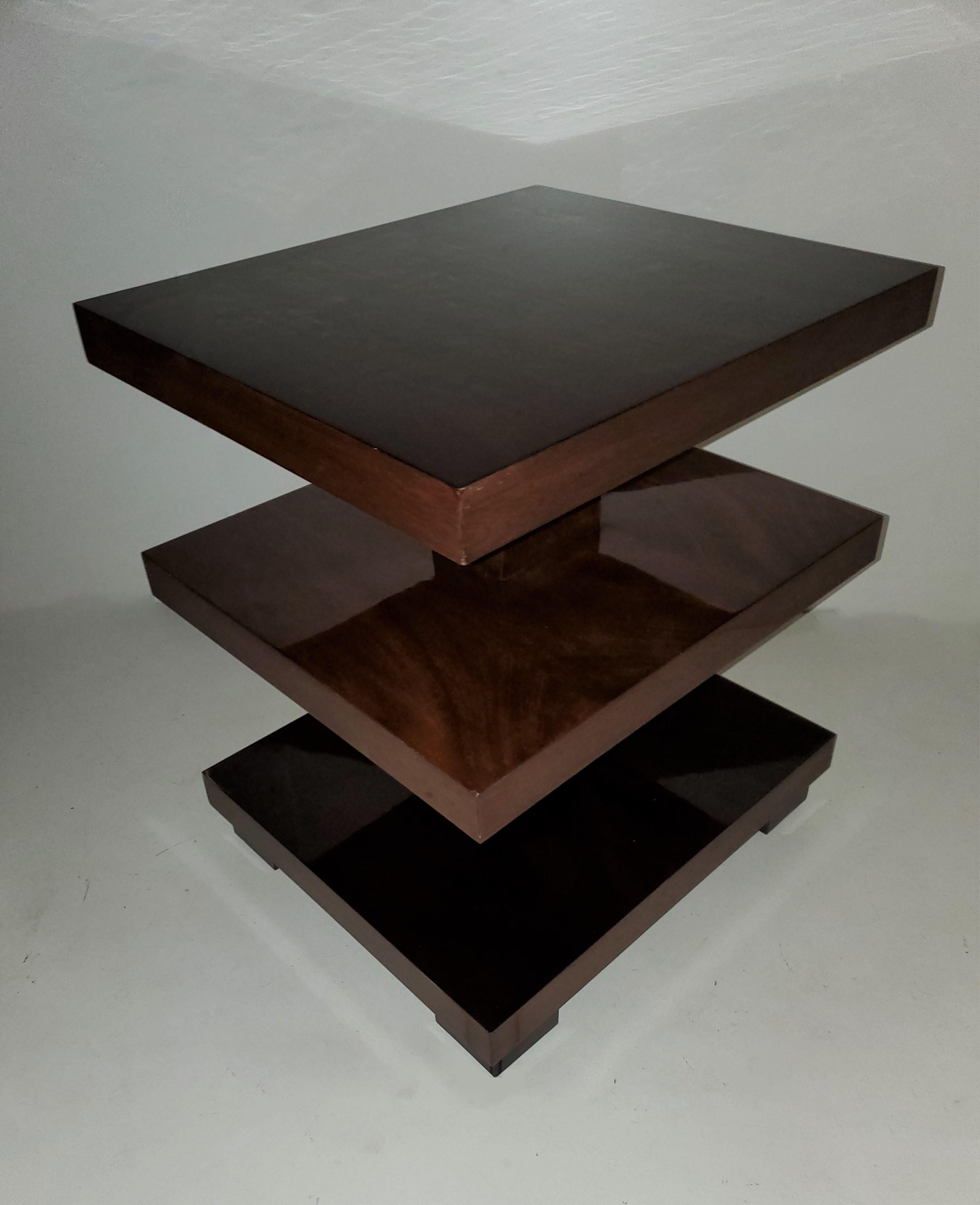 Stunning Minimalist Three Tiered Rectangular End / Side Table For Sale 10