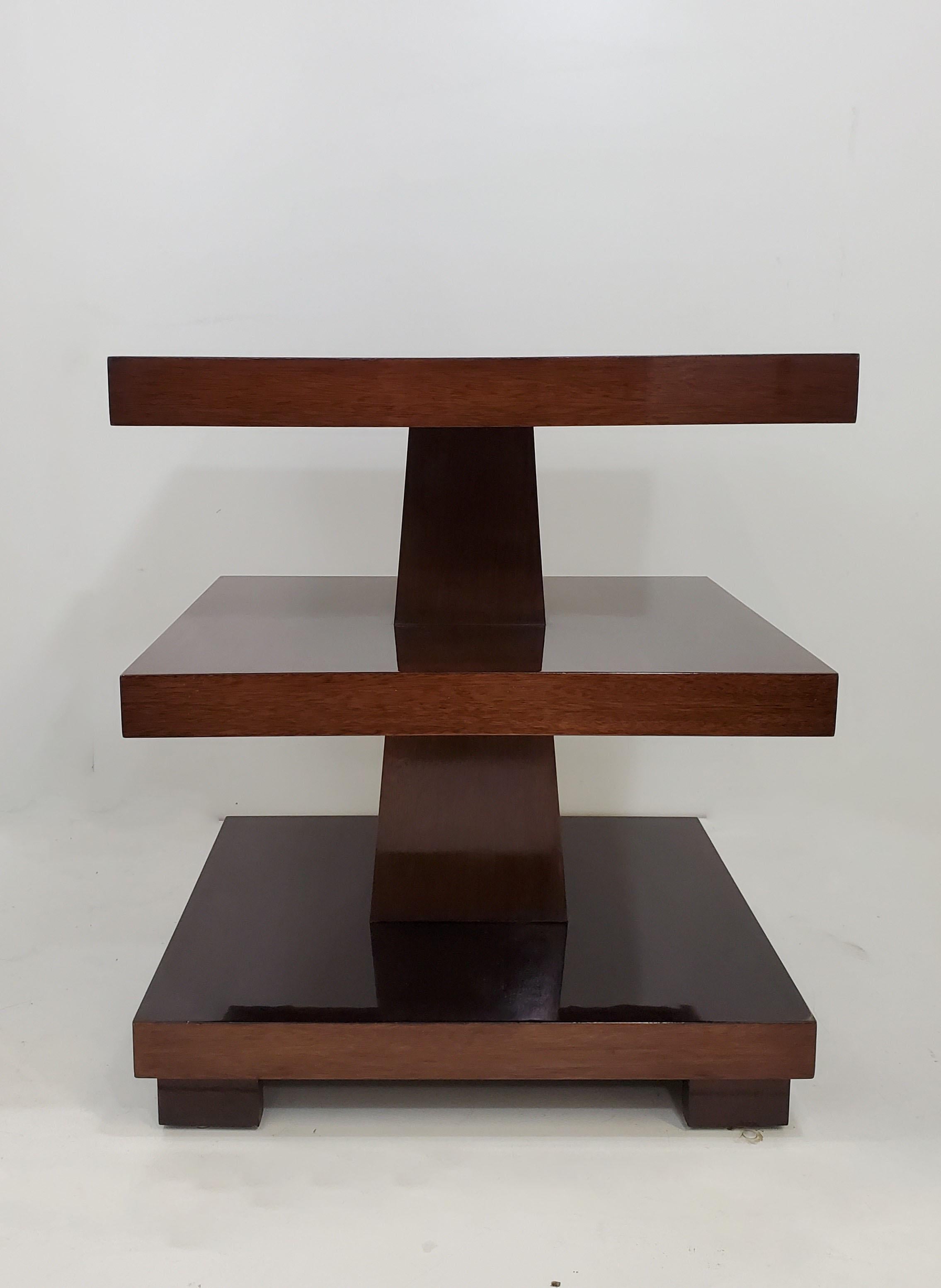 Stunning Minimalist Three Tiered Rectangular End / Side Table For Sale 11