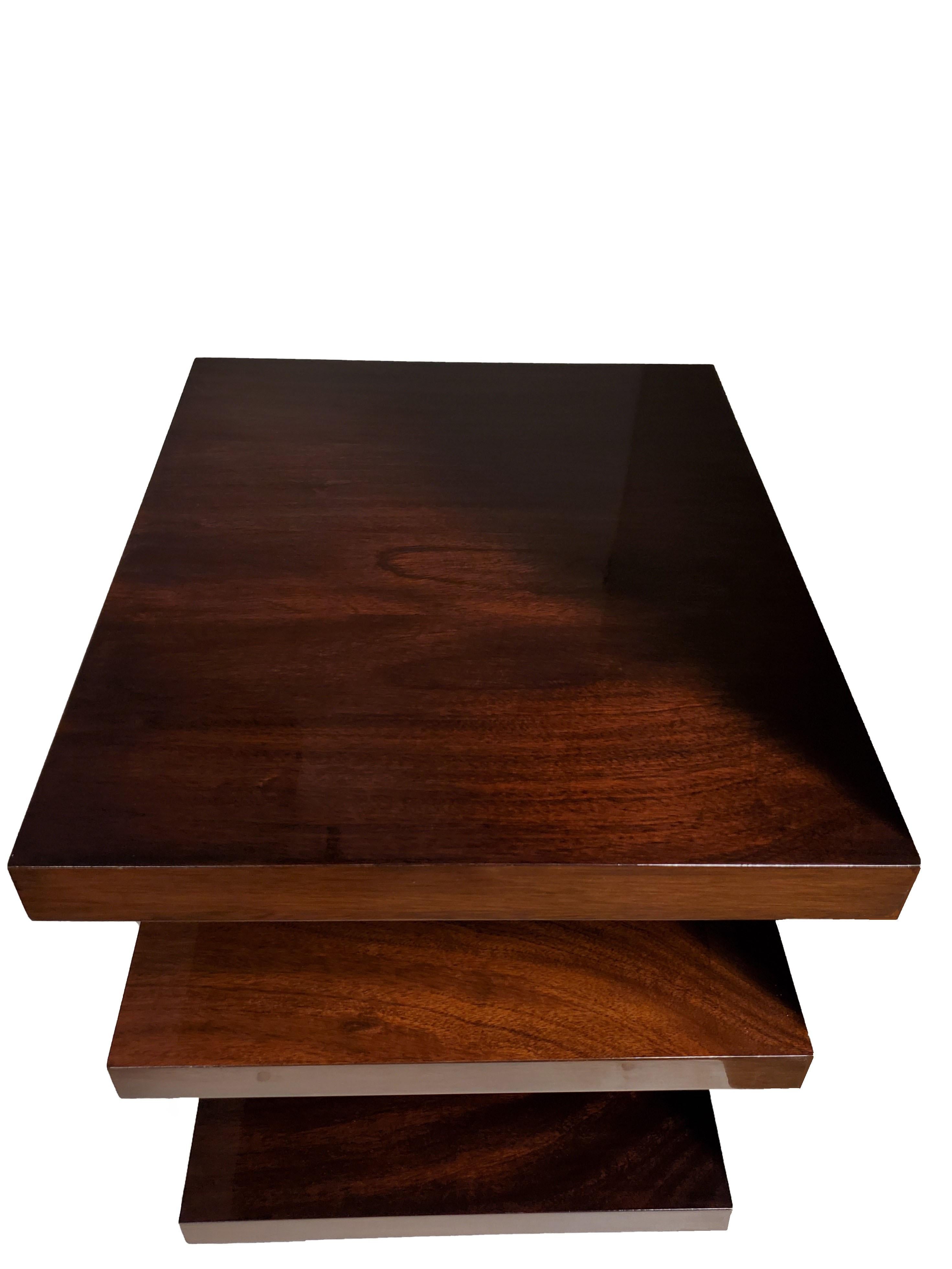 Stunning Minimalist Three Tiered Rectangular End / Side Table For Sale 3