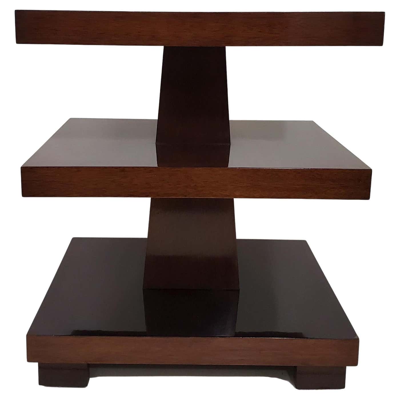 3 Table Rectangle Stunning Minimalist Three Tiered Rectangular End / Side Table For Sale ...
