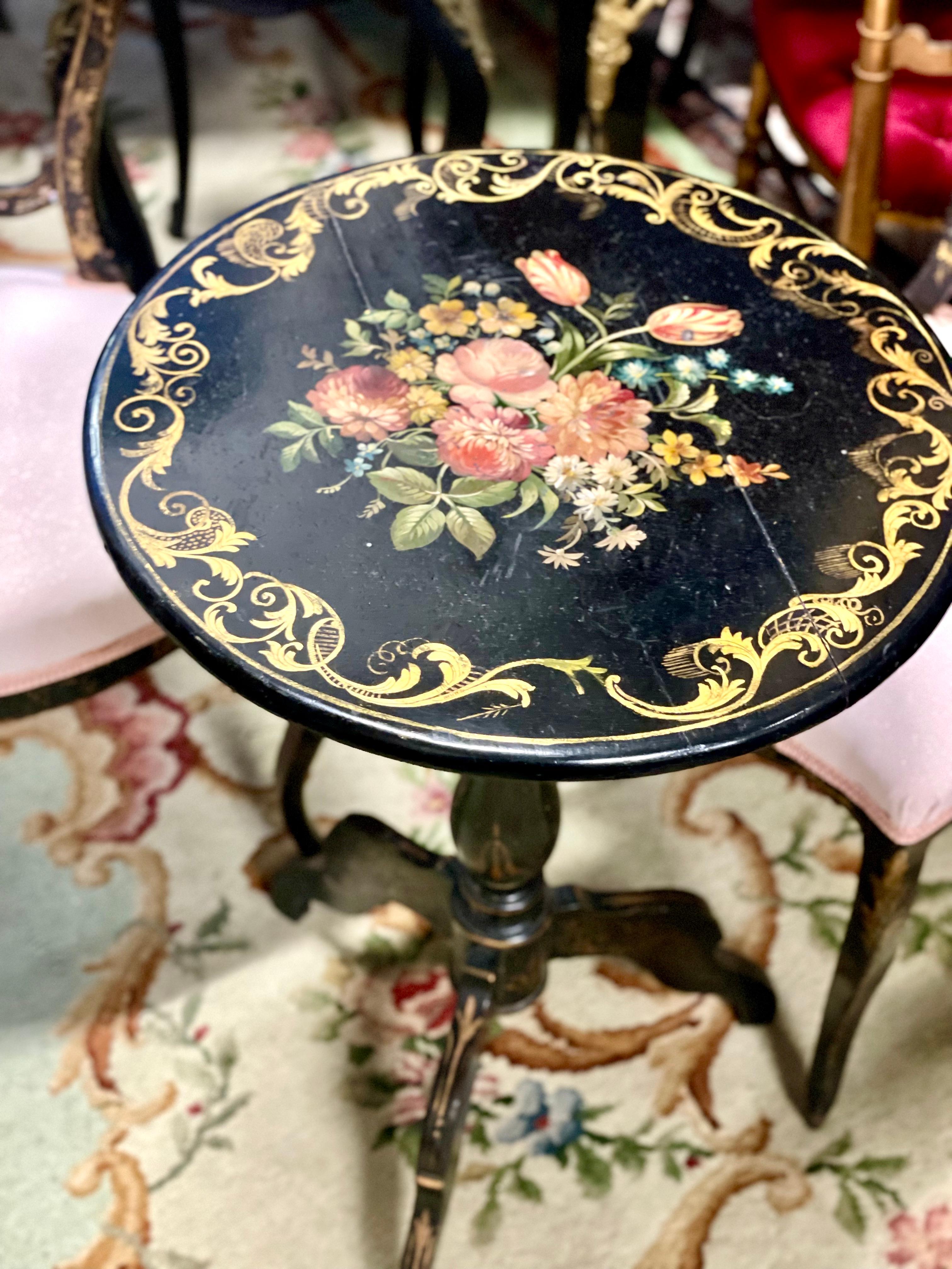 Wood Napoleon III period Ebonized Guéridon Table