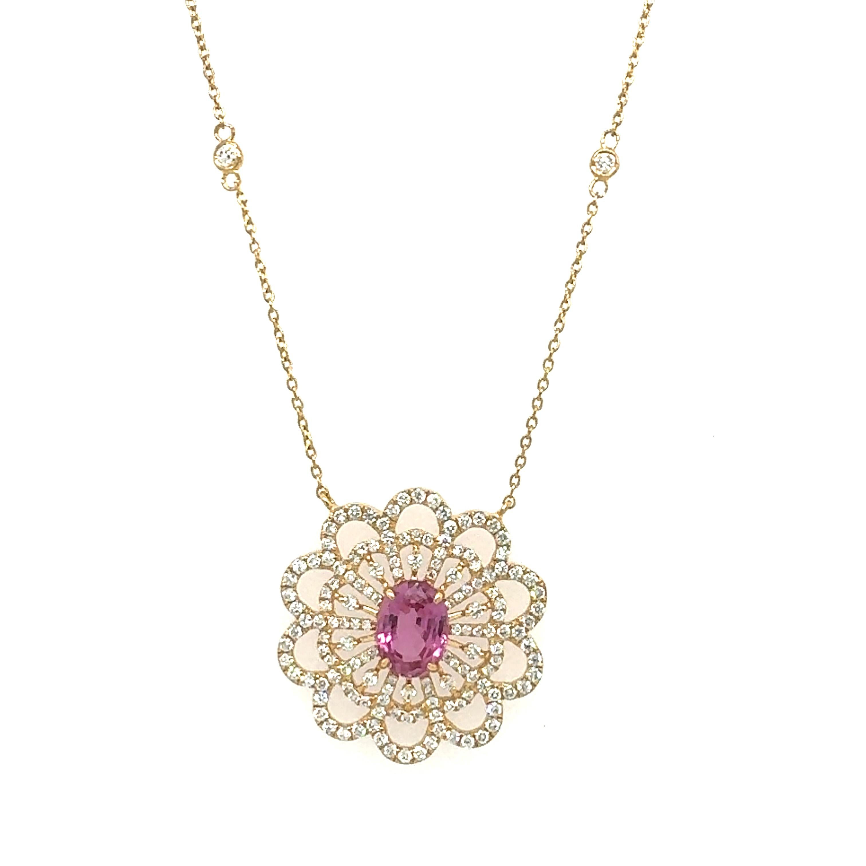 A stunning necklace of natural pink sapphire with diamond For Sale 1