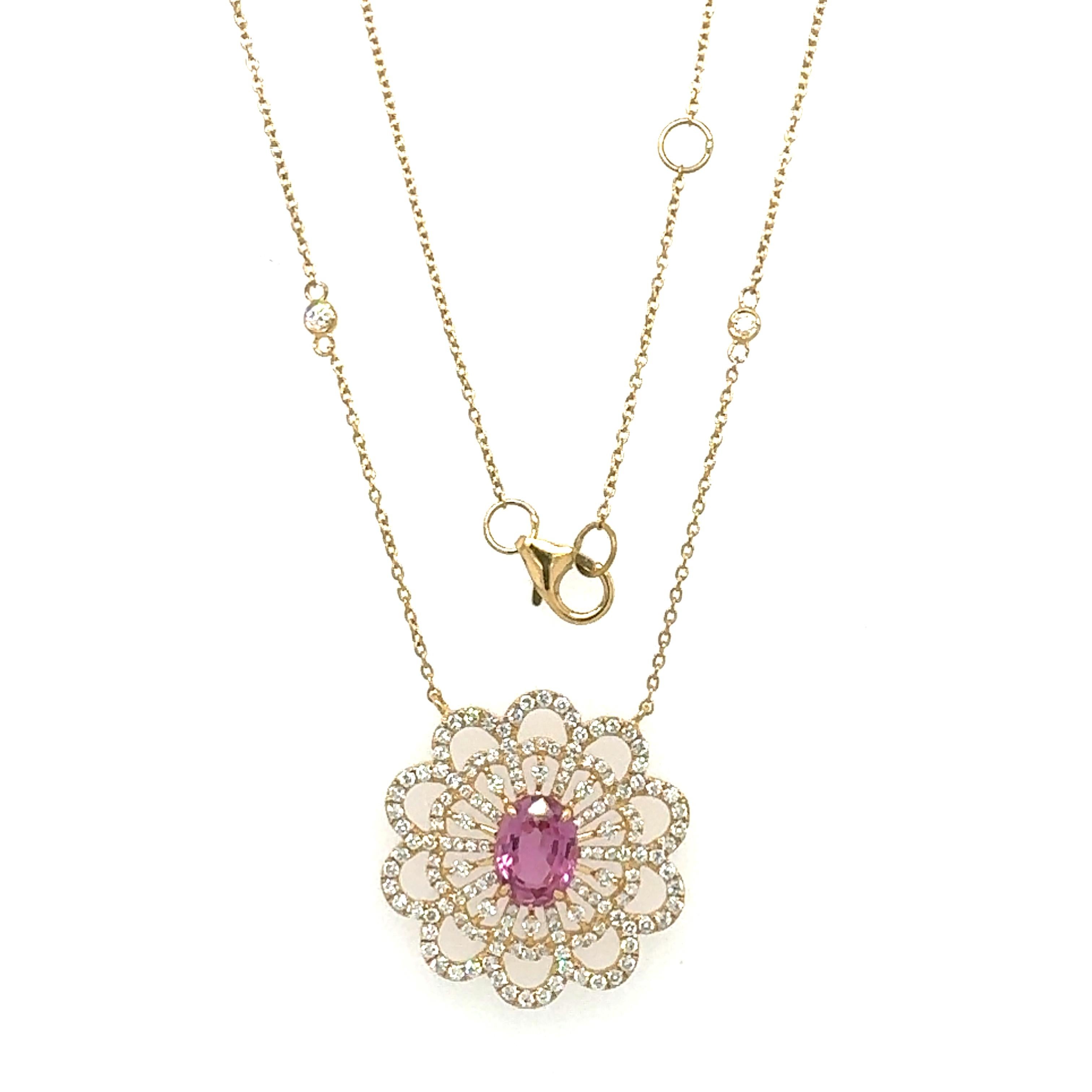 A stunning necklace of natural pink sapphire with diamond For Sale 2