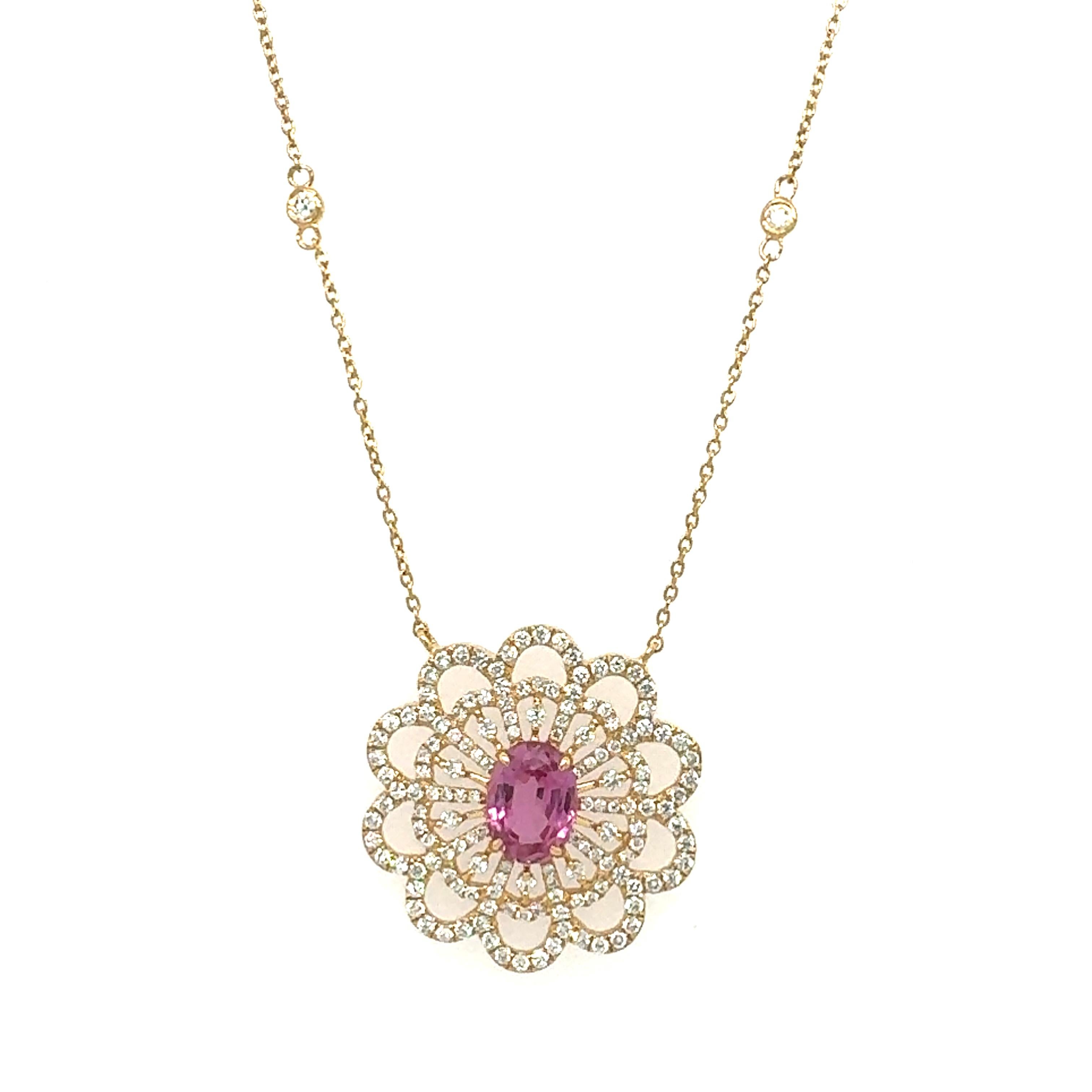 A stunning necklace of natural pink sapphire with diamond For Sale 3