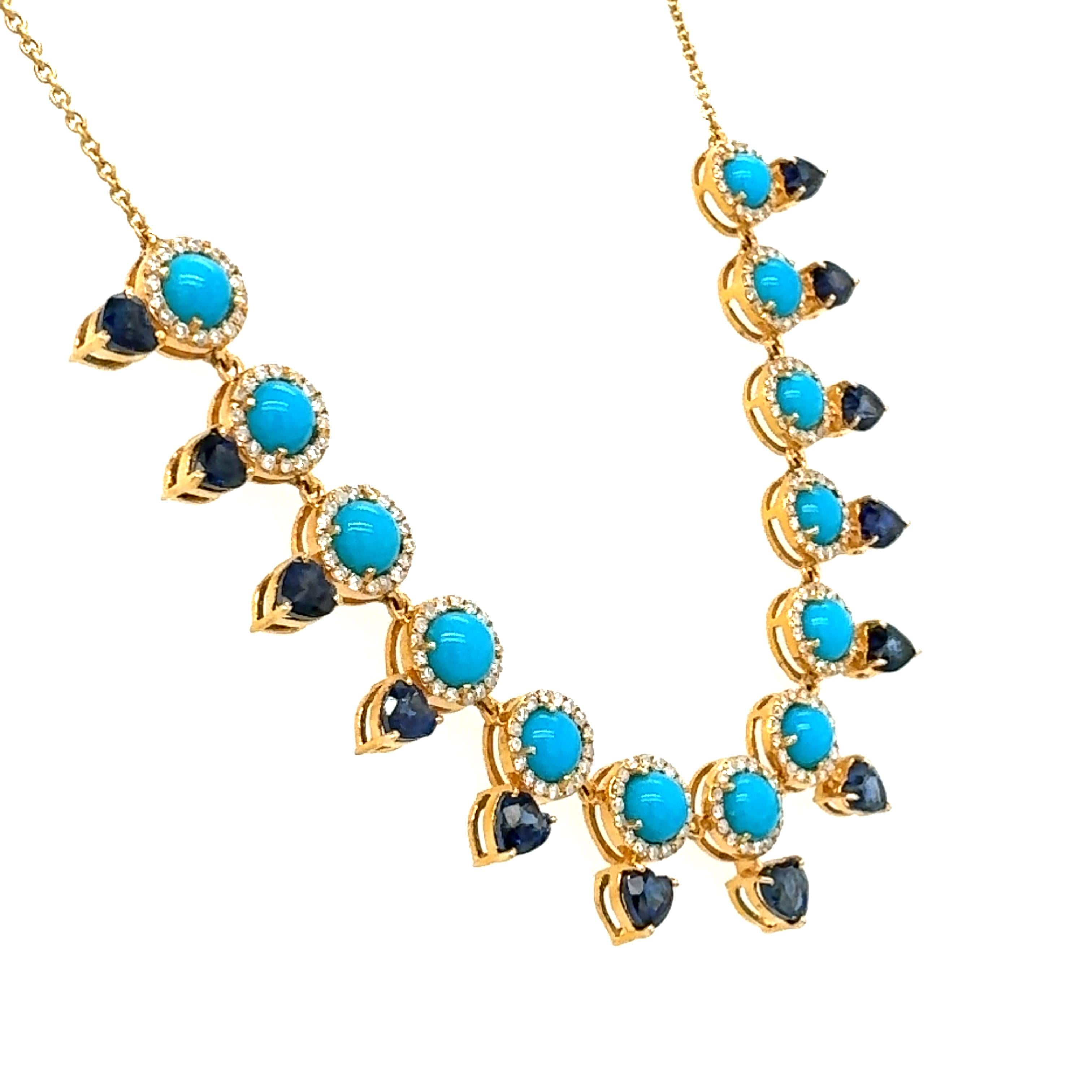 Taglio misto Una splendida collana di zaffiri naturali Nature e diamanti in vendita