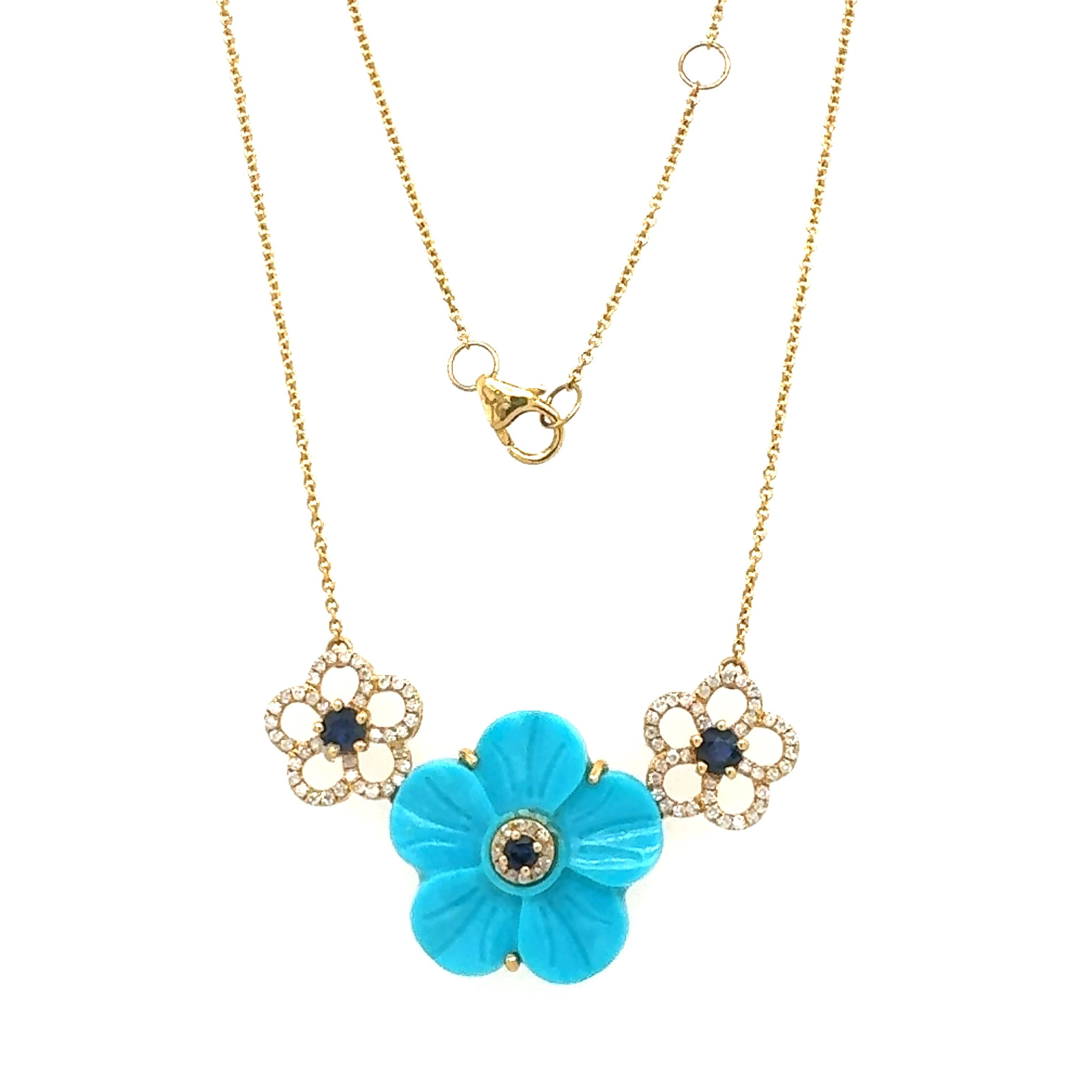 Donna Una splendida collana di zaffiri turchesi e diamanti in vendita