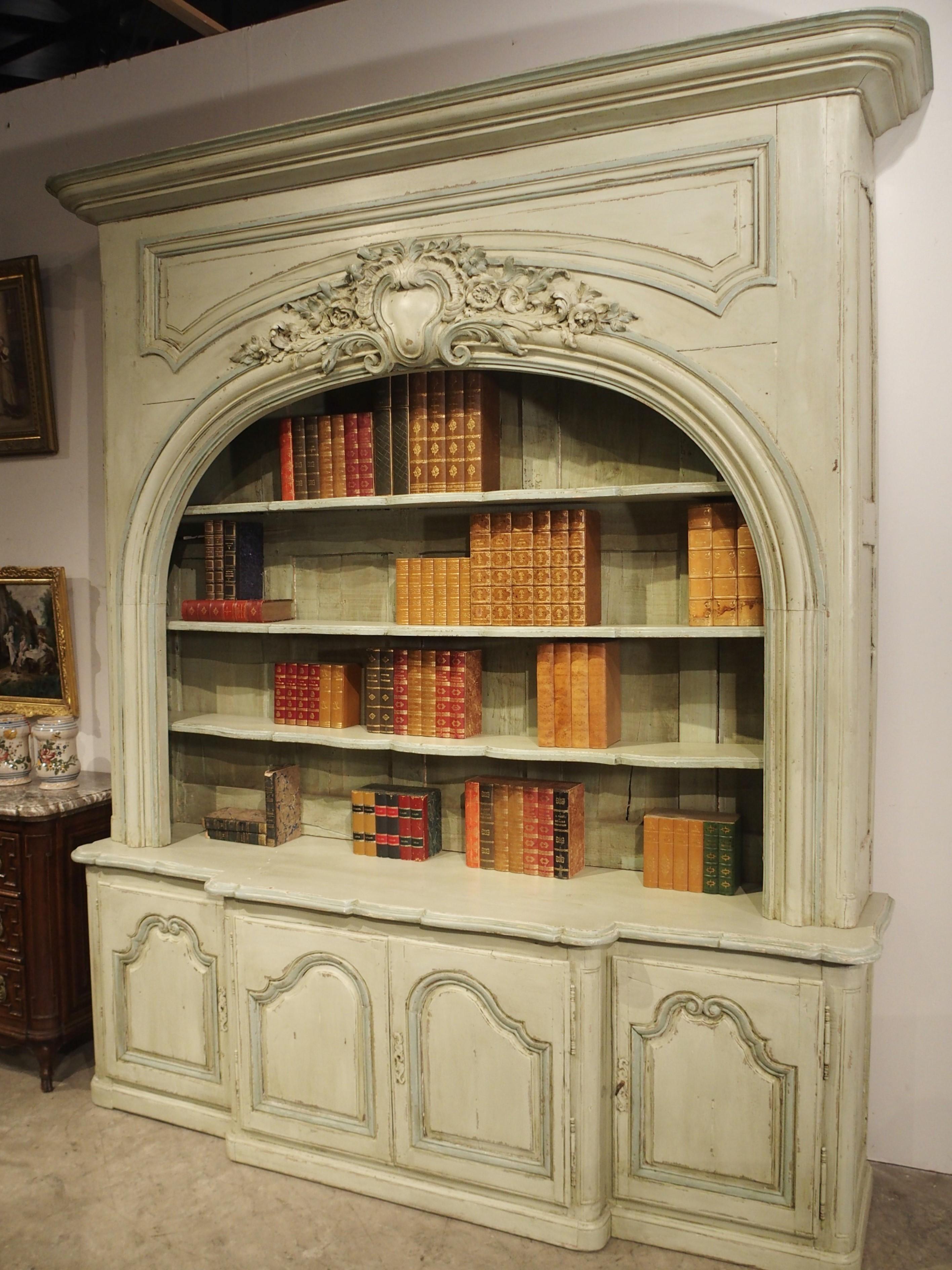 Hand-Carved Stunning Painted Bibliotheque Enfilade from a Chateau Near Lauragais, France