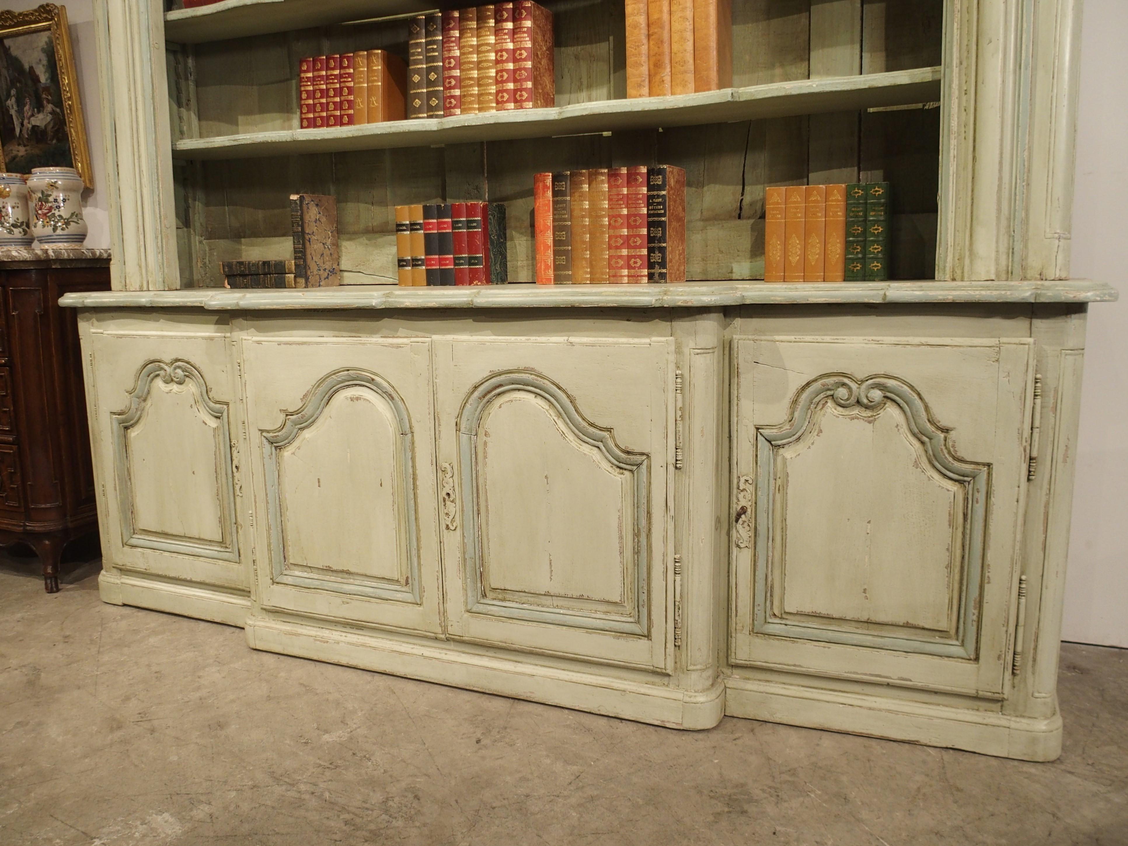 18th Century and Earlier Stunning Painted Bibliotheque Enfilade from a Chateau Near Lauragais, France