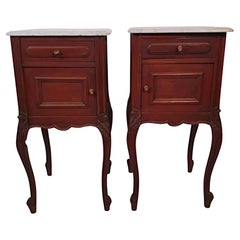Used A Stunning Pair of 19th Century French Marble Top Bedside Lockers