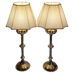 Stunning Pair of 19th Century Gothic Candlesticks Converted to Table Lamps