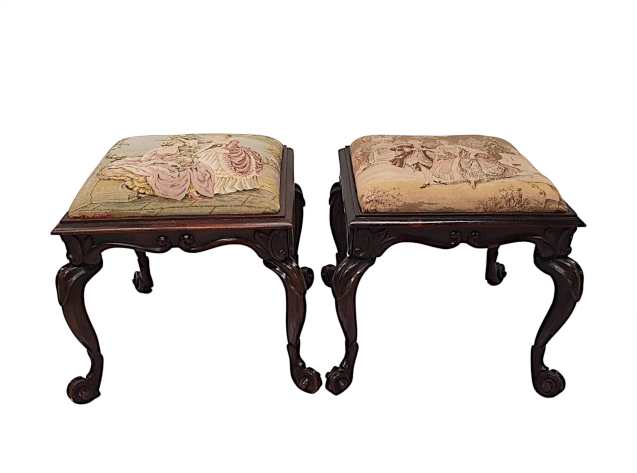 English A Stunning Pair of 19th Century Stools For Sale