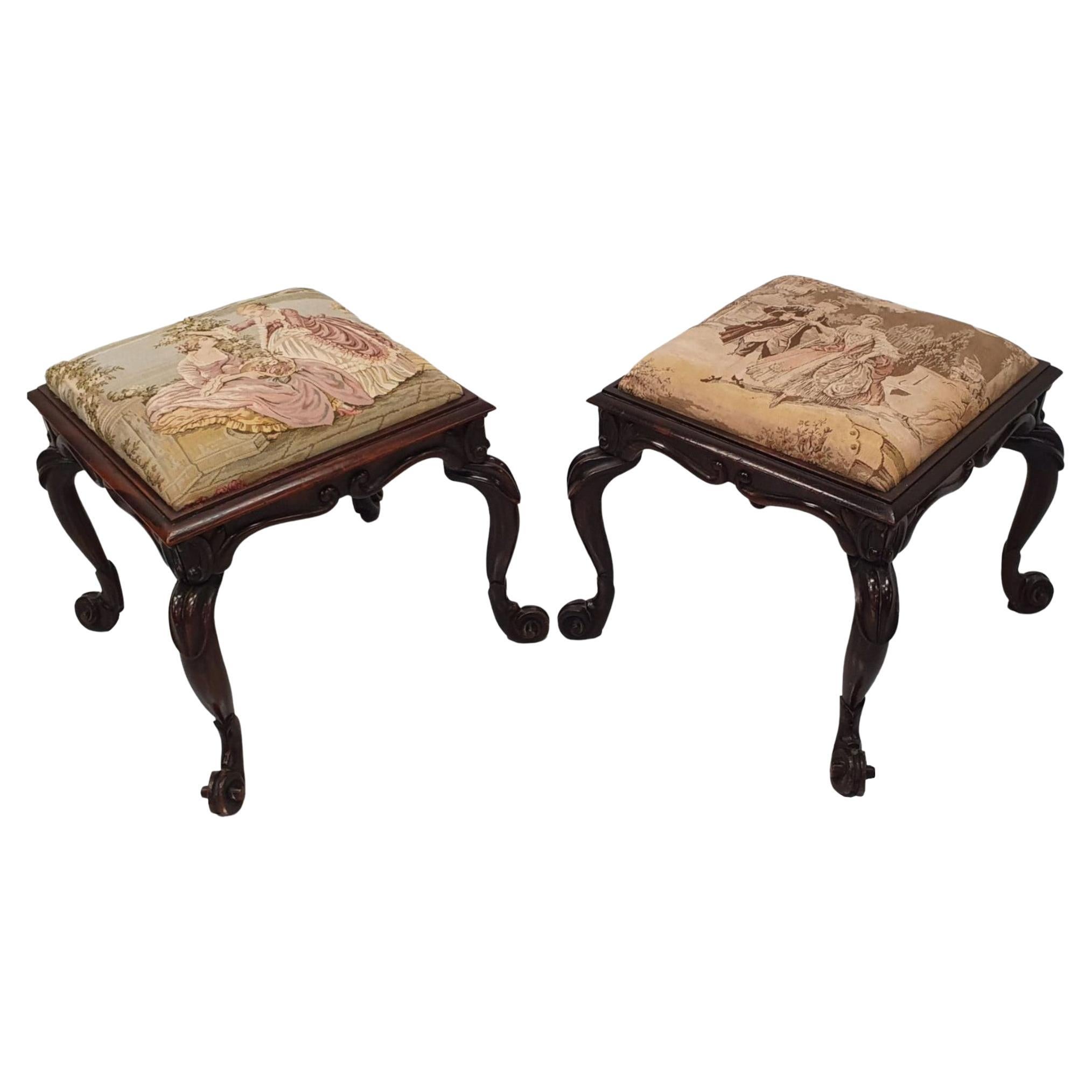 A Stunning Pair of 19th Century Stools For Sale