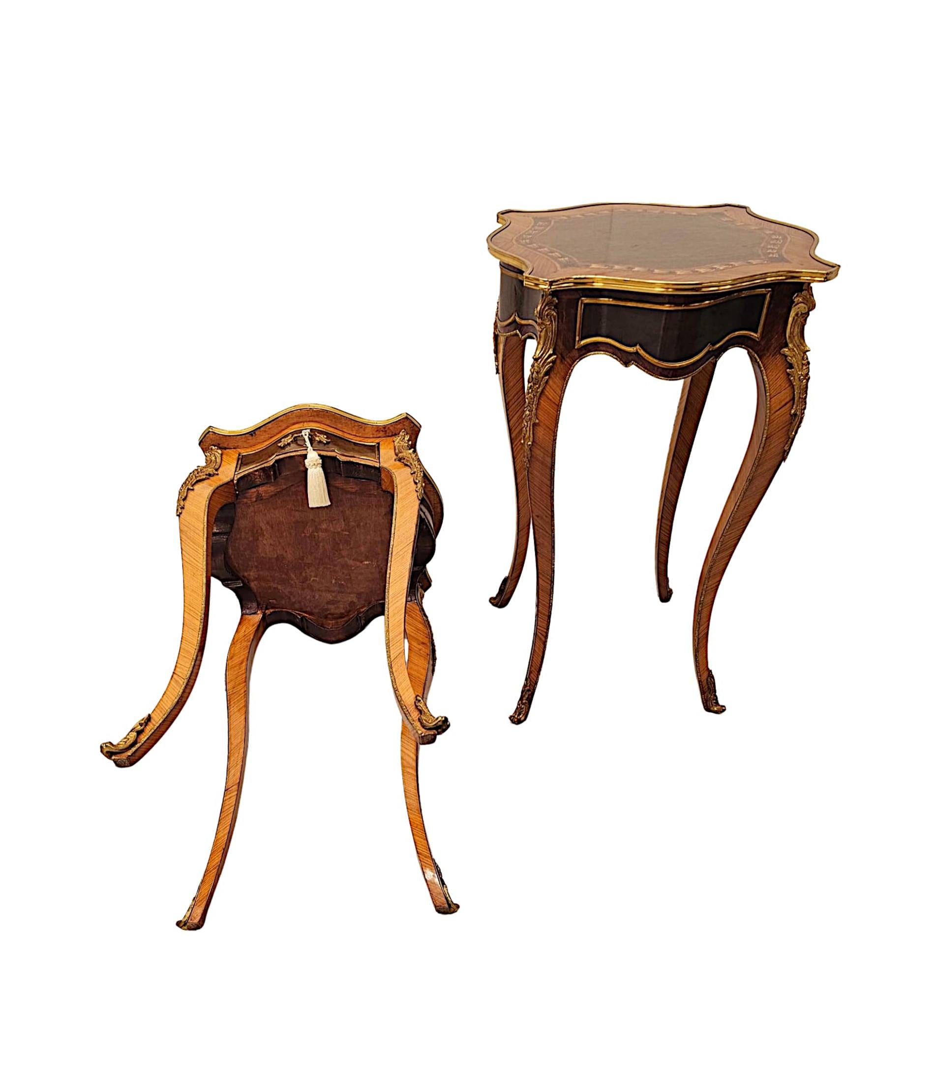A Stunning Pair of 20th Century Ormolu Mounted Inlaid Side Tables For Sale 4