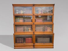 A Stunning Pair of Antique Double Waterfall Oak Globe Wernicke Bookcases
