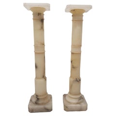Antique Stunning Pair of Early 20th Century Italian Alabaster Bust or Plant Stands