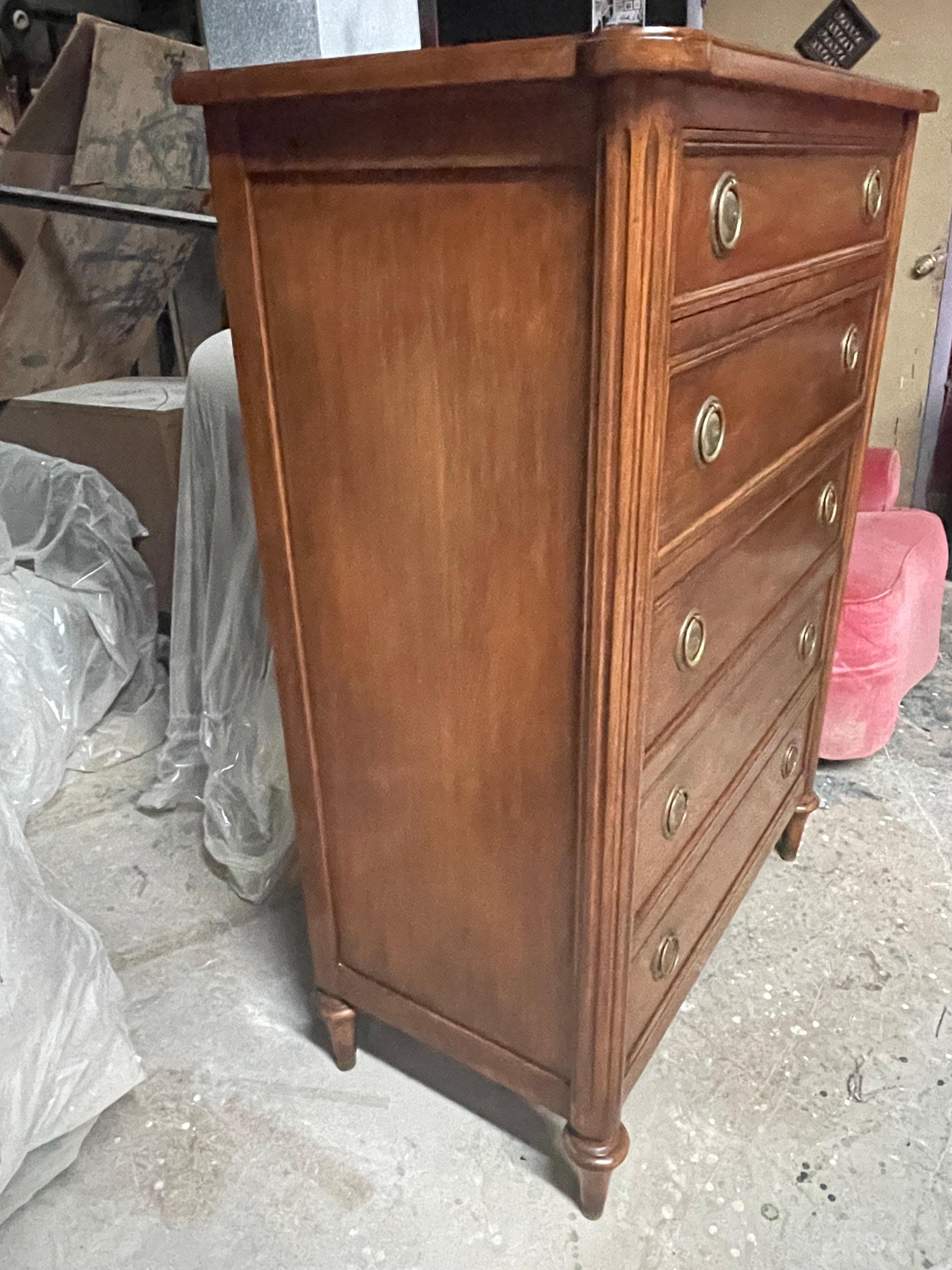 Stunning Pair of French Commodes Chiffoniers with Brass Details For Sale 9