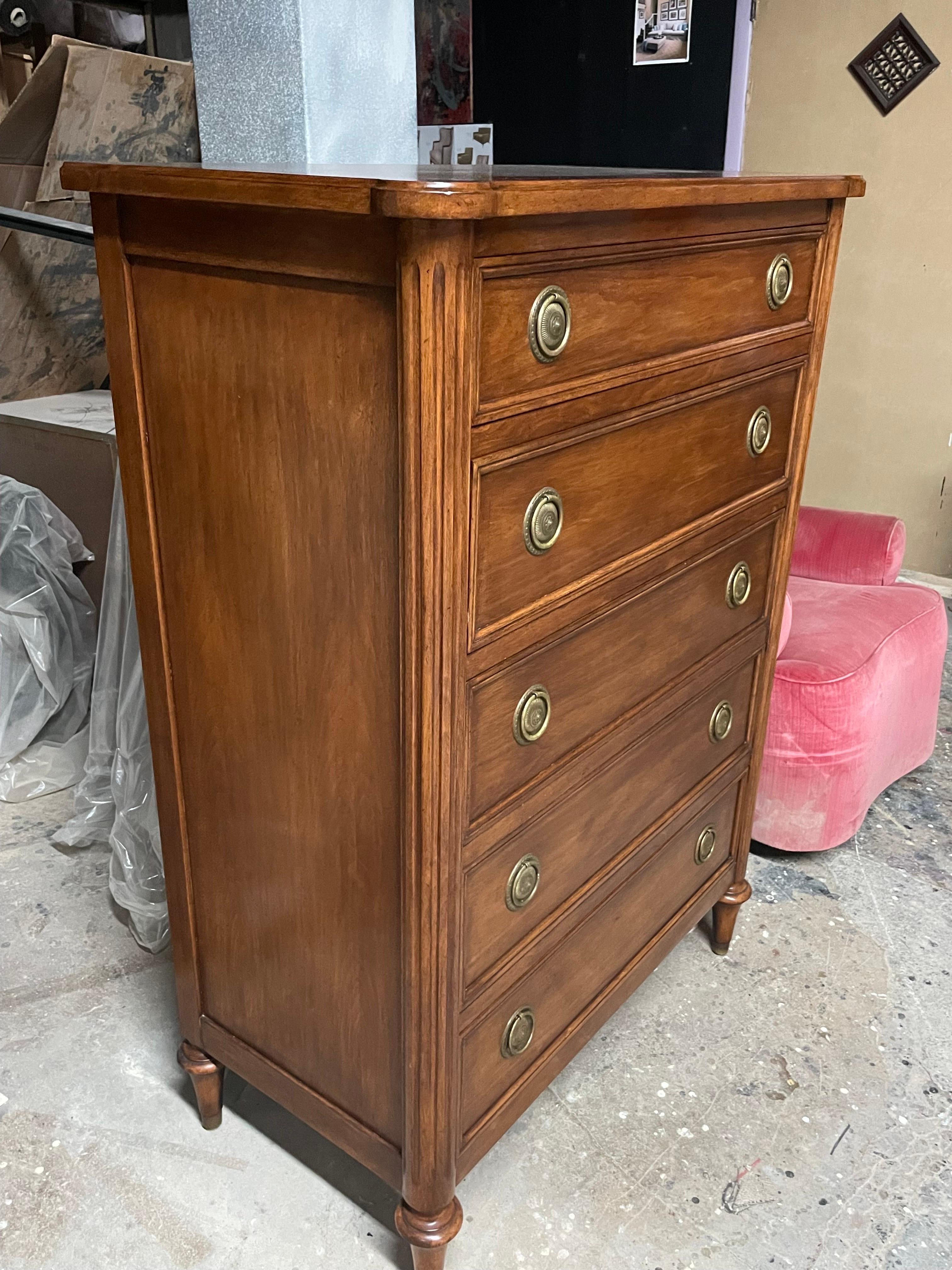 Mid-20th Century Stunning Pair of French Commodes Chiffoniers with Brass Details For Sale