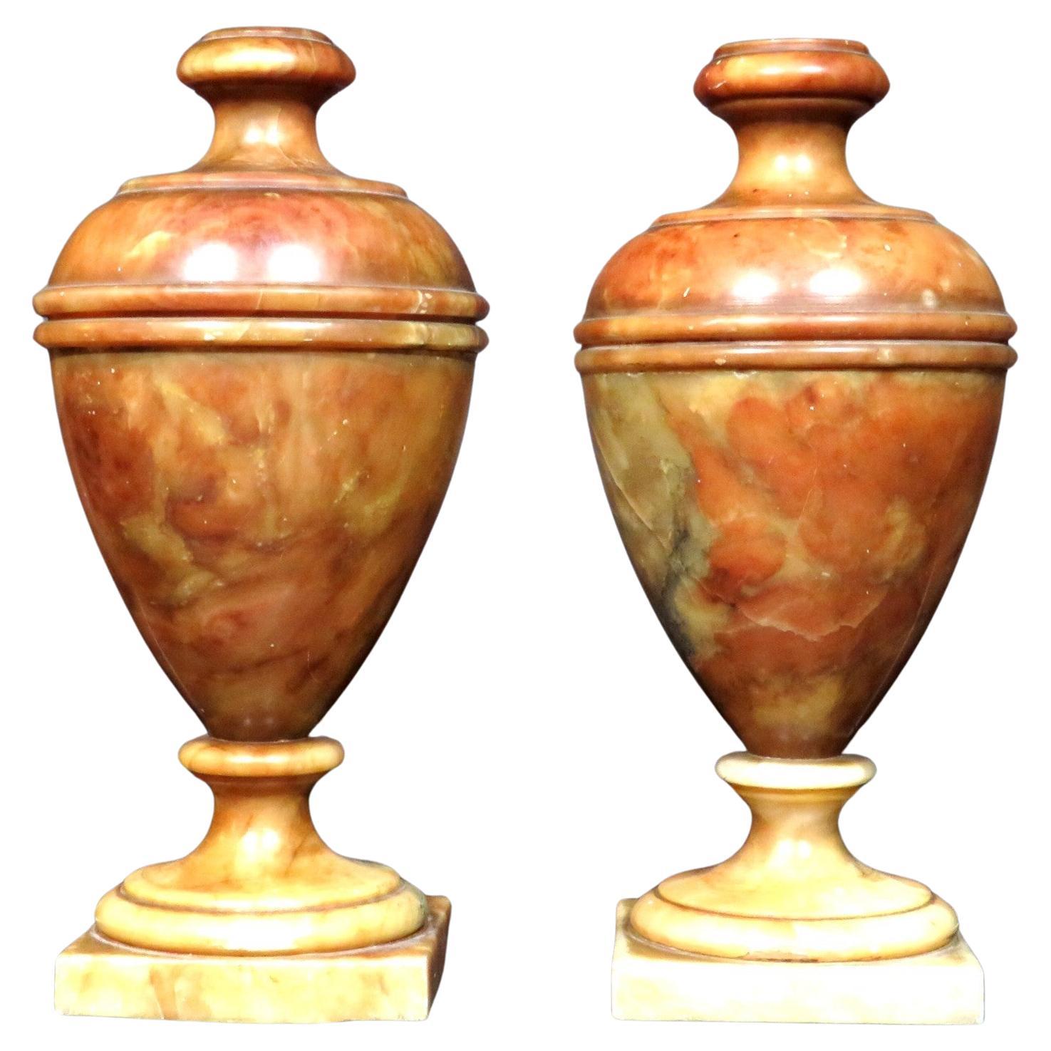 A Stunning Pair of Grand Tour Style Alabaster Table Lamps, Early 20th Century