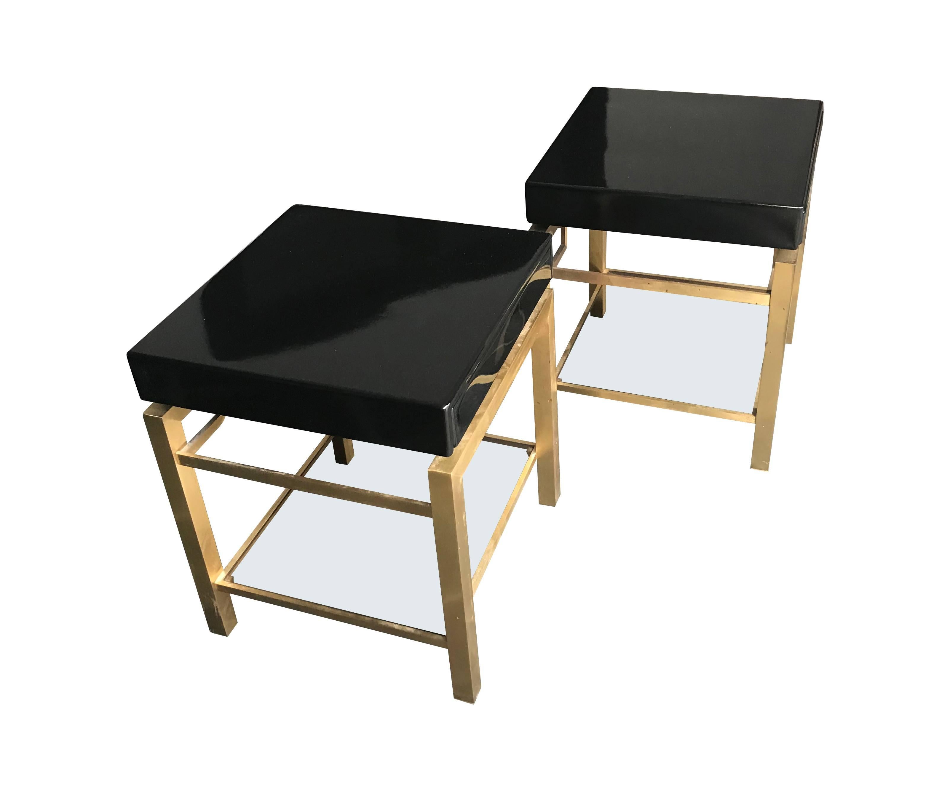Stunning Pair of Guy Lefevre Black Lacquer Side Tables In Excellent Condition In London, GB