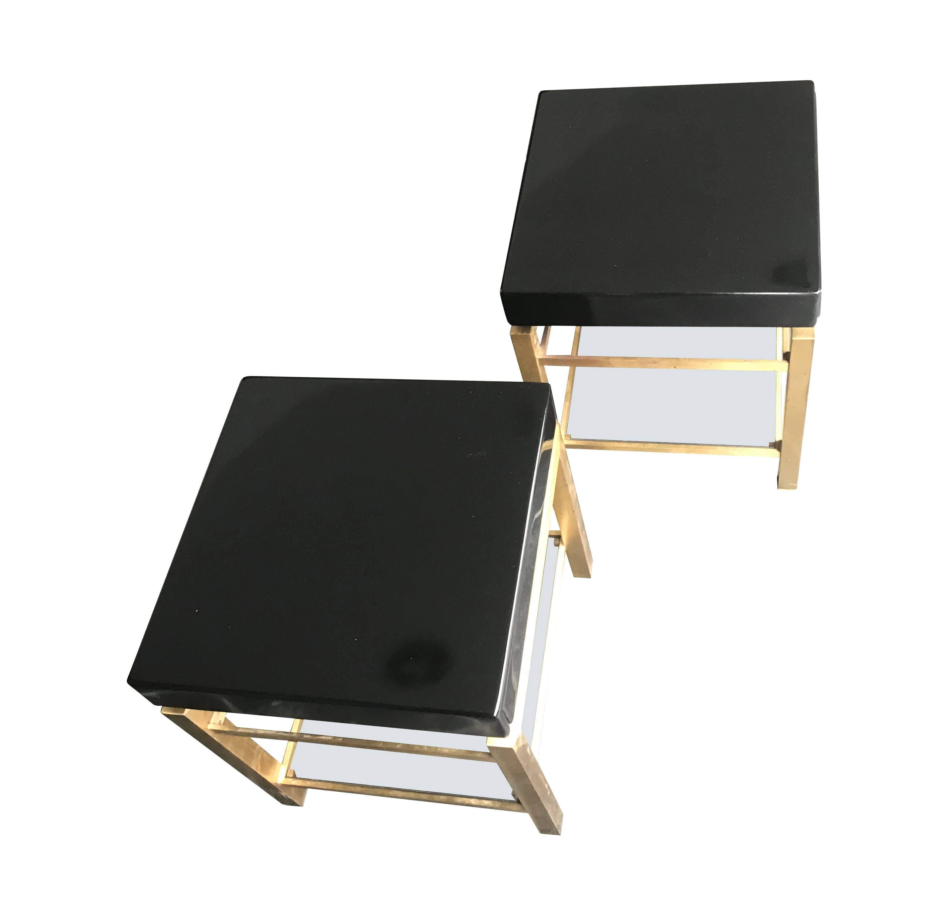 Late 20th Century Stunning Pair of Guy Lefevre Black Lacquer Side Tables