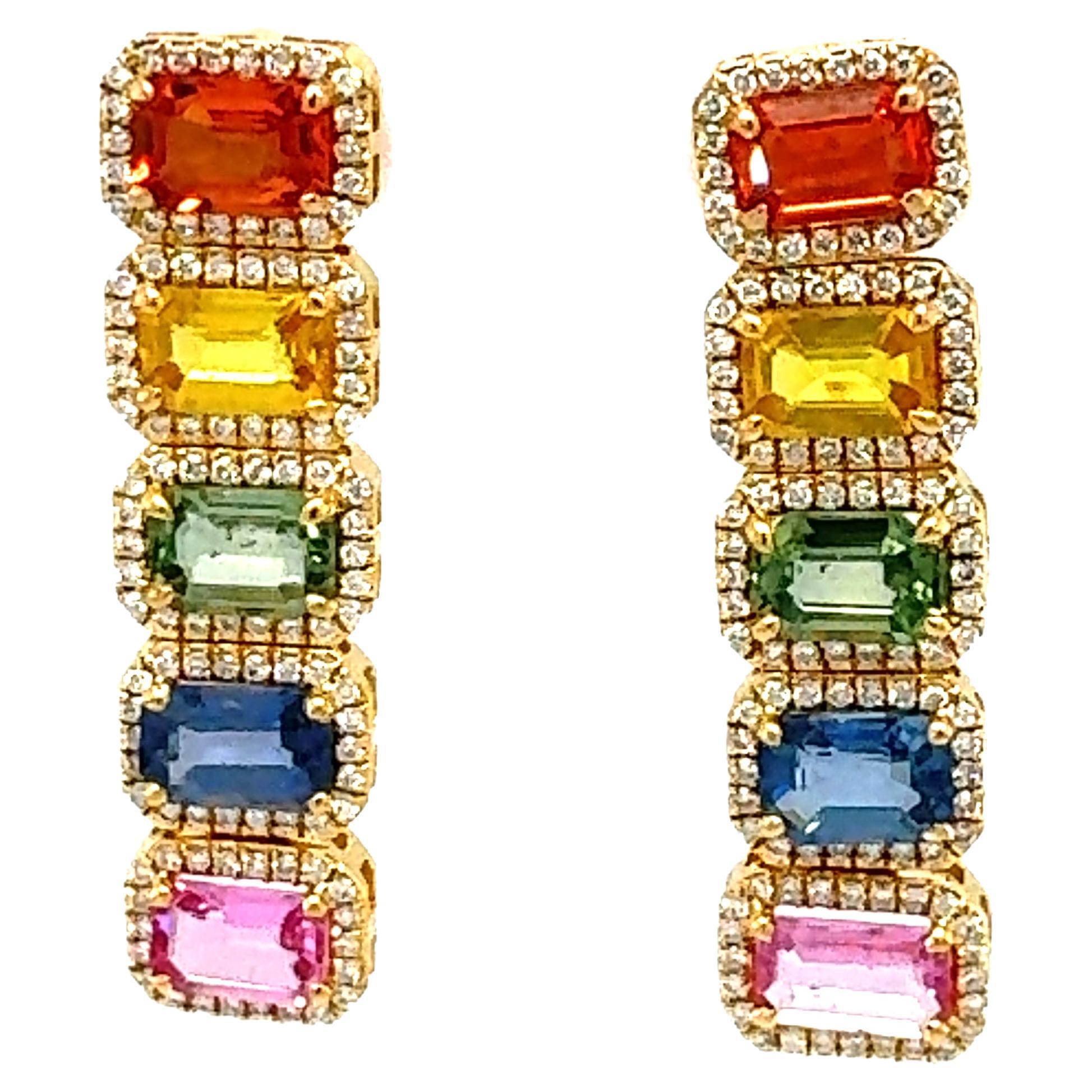 A stunning pair of multi sapphire and diamonds earrings