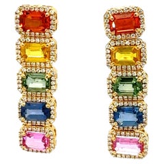 A stunning pair of multi sapphire and diamonds earrings
