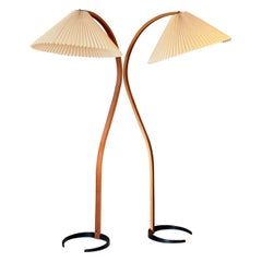 Una splendida coppia di lampade vintage in legno curvato Caprani, circa anni '70